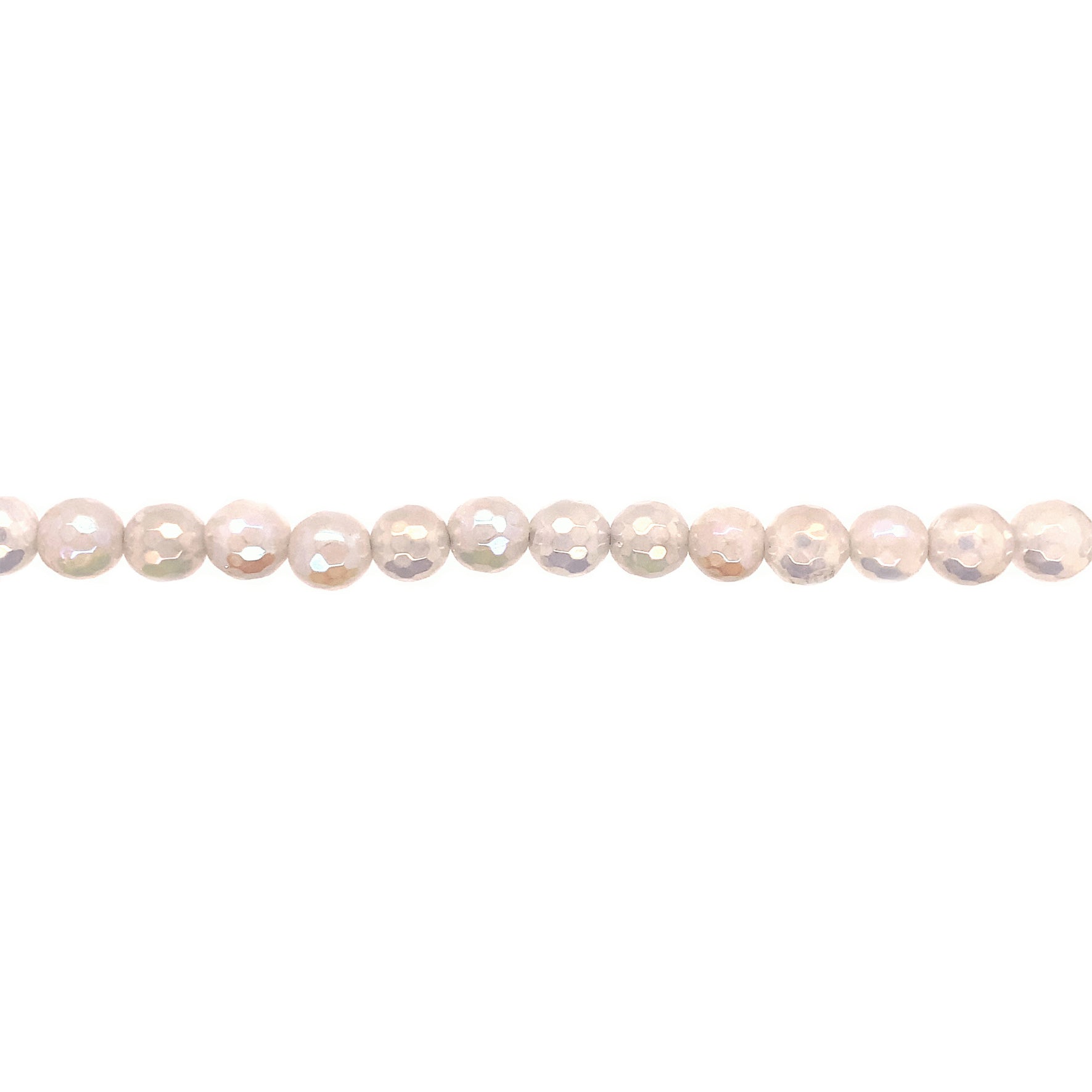 8mm Plated White Jade - Faceted