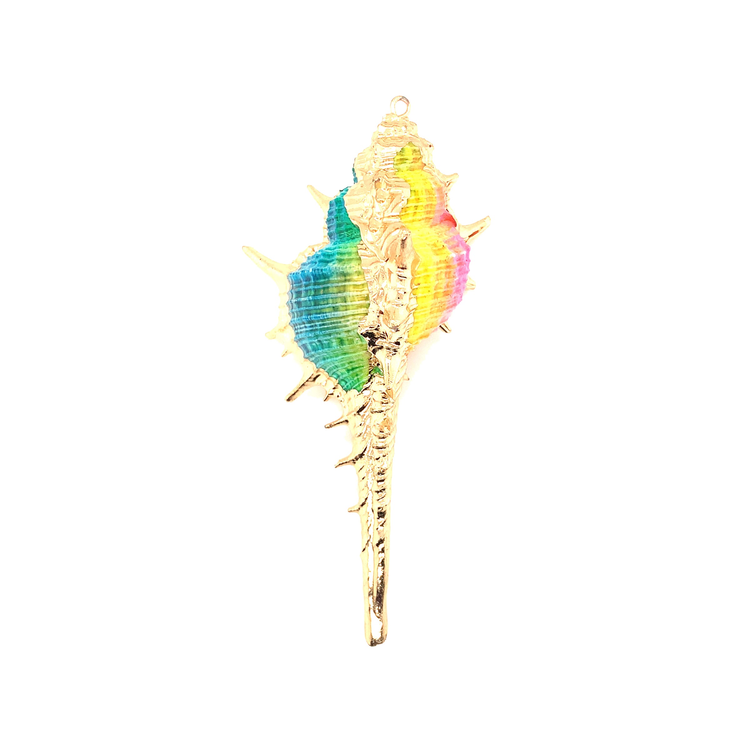 Multicolor Trumpet Titon Seashell Pendant - Gold Plated