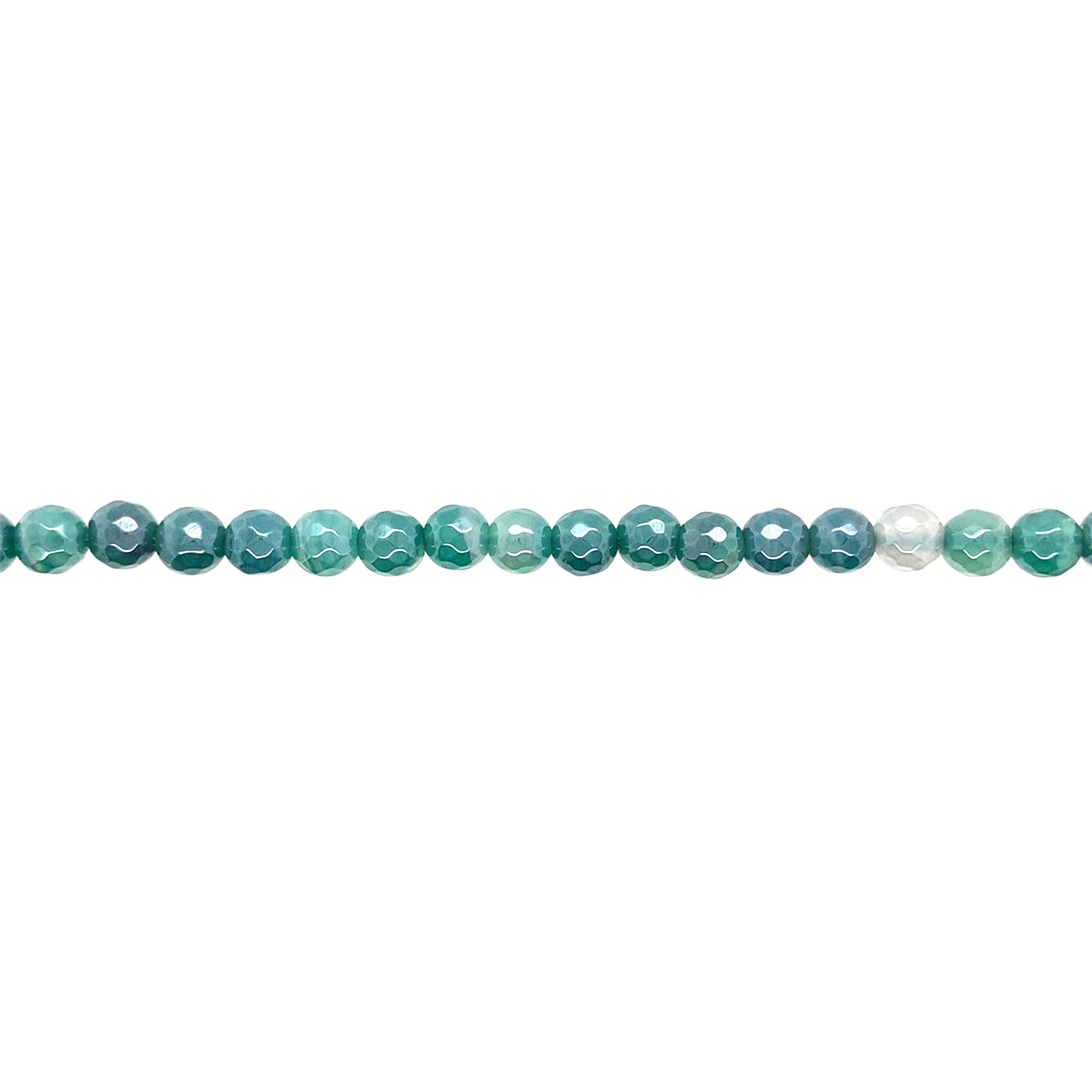 6mm Iridescent Plated Green Agate - Faceted