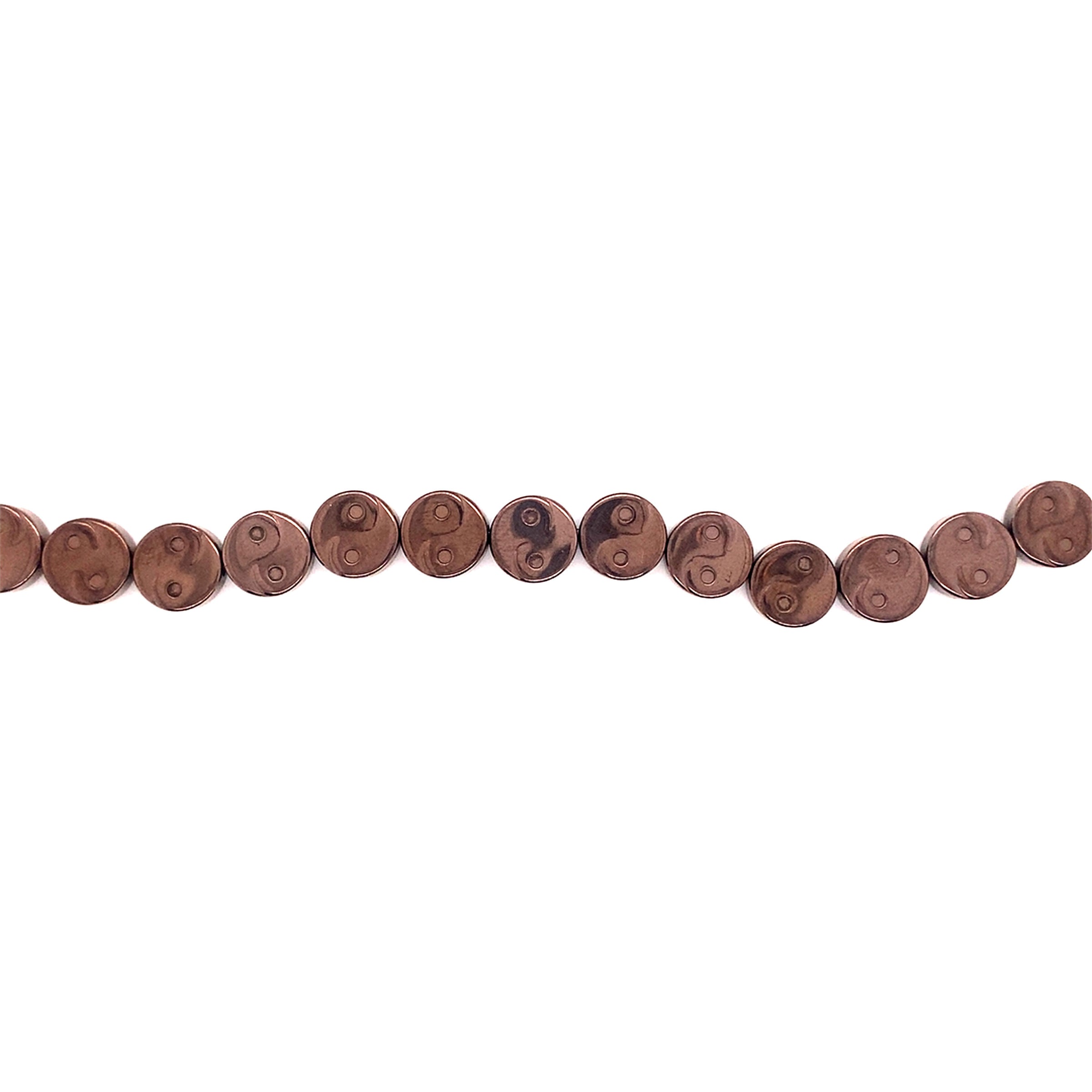 10mm Cooper Tone Electroplated Yin Yang Hematite Beads