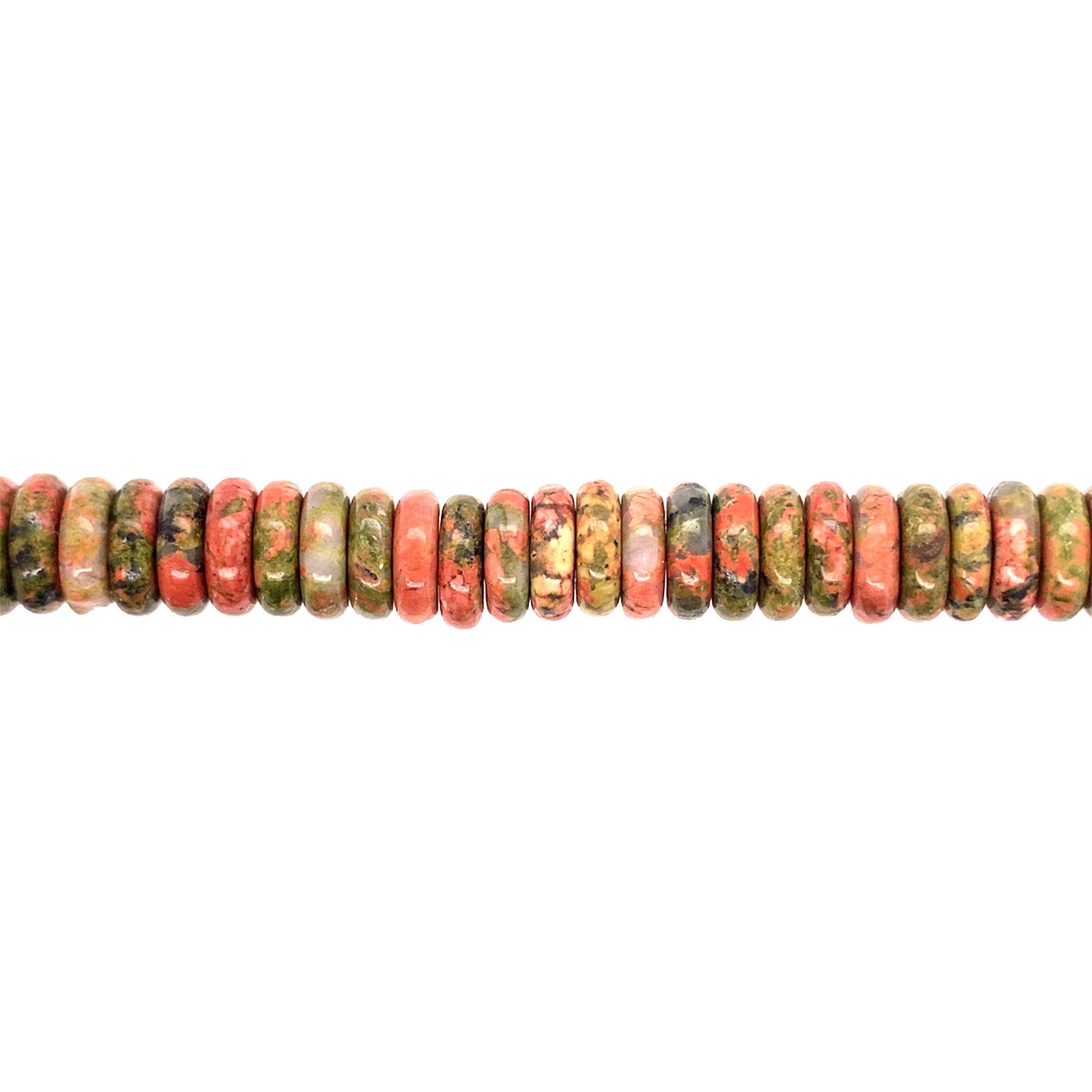 4x12mm Unakite Gemstone - Rondelle