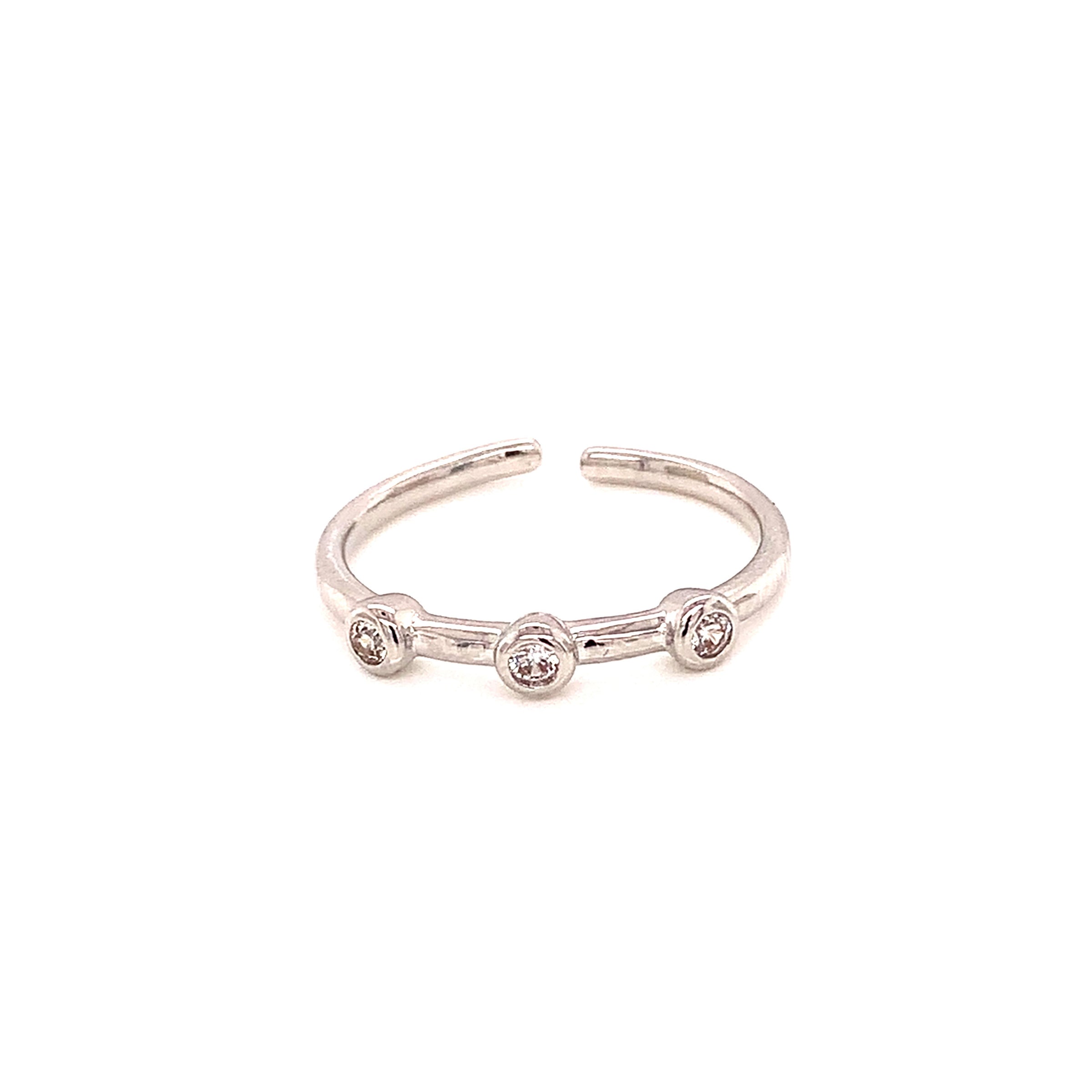 CZ  Adjustable Ring - Silver Plated