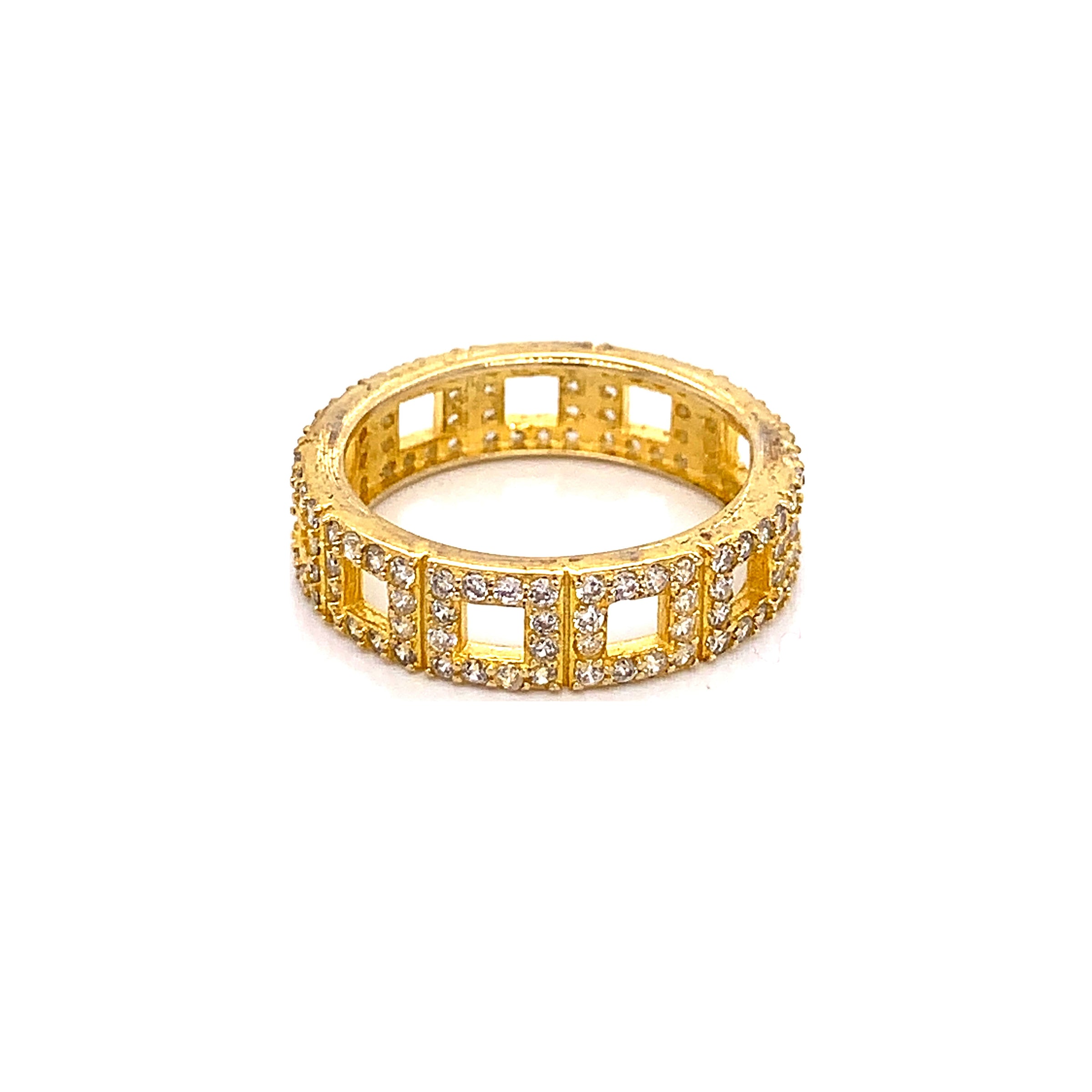 CZ Square Ring - Gold Plated