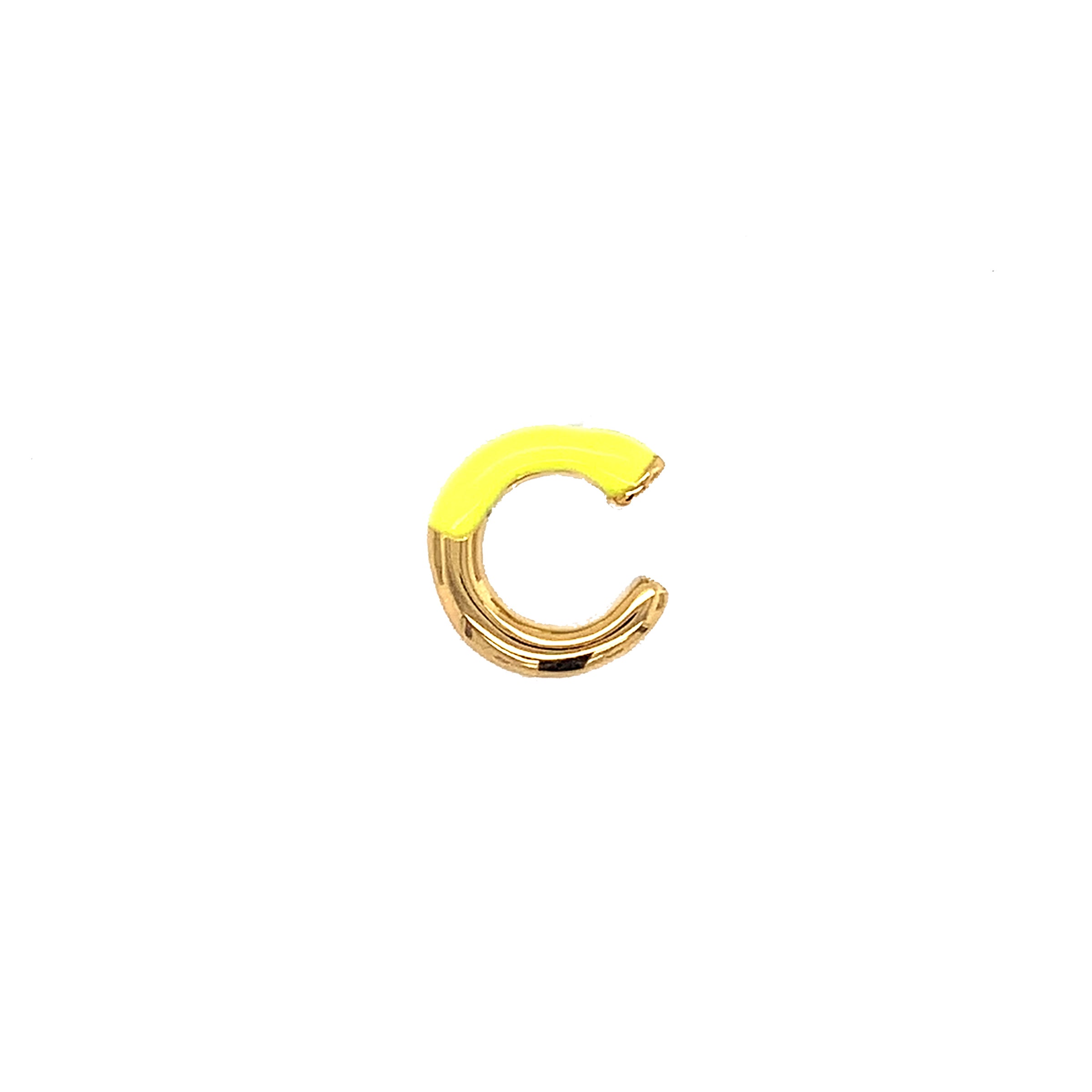 CZ Neon Yellow Enamel Ear Cuff - Gold Plated