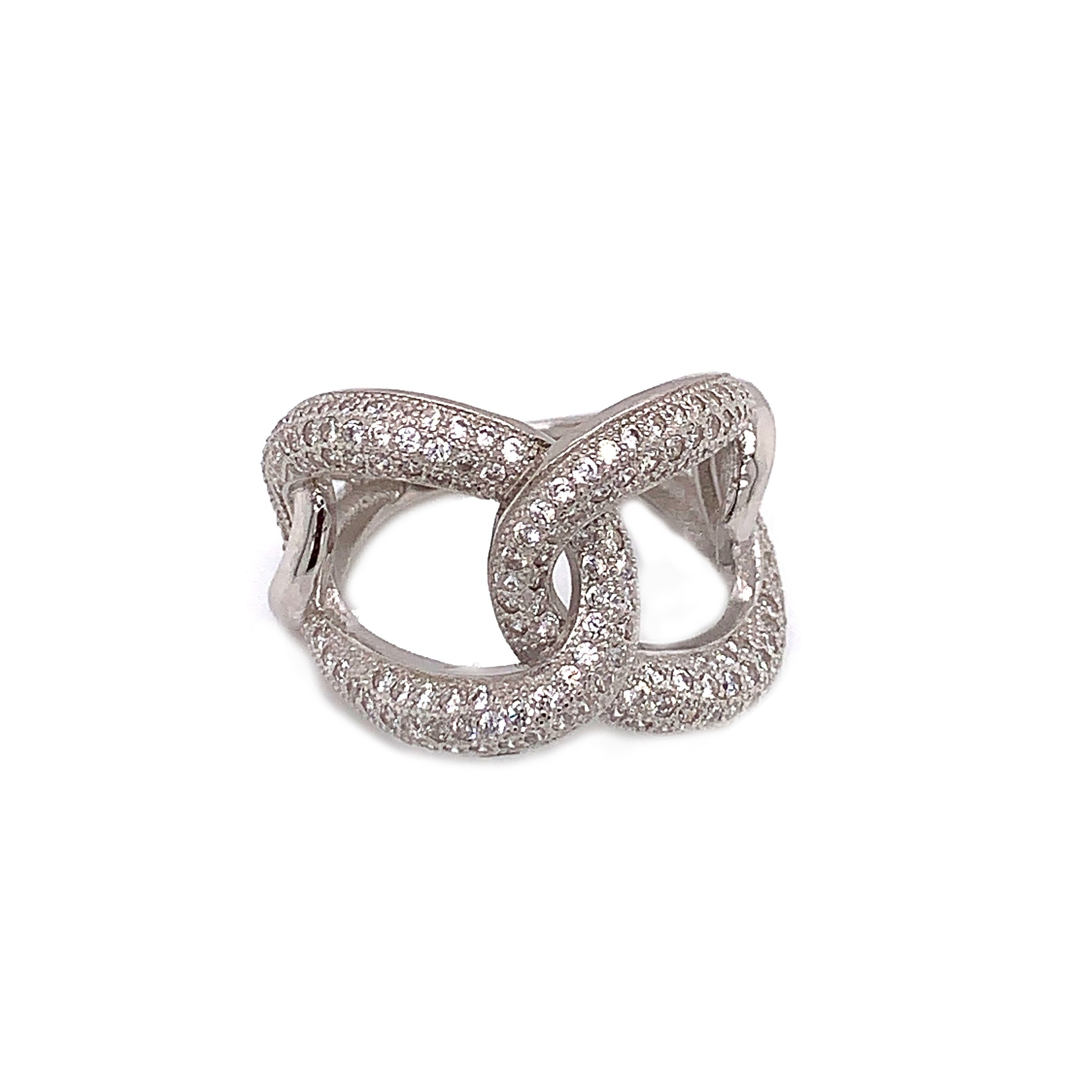 CZ Chain Ring - Sterling Silver