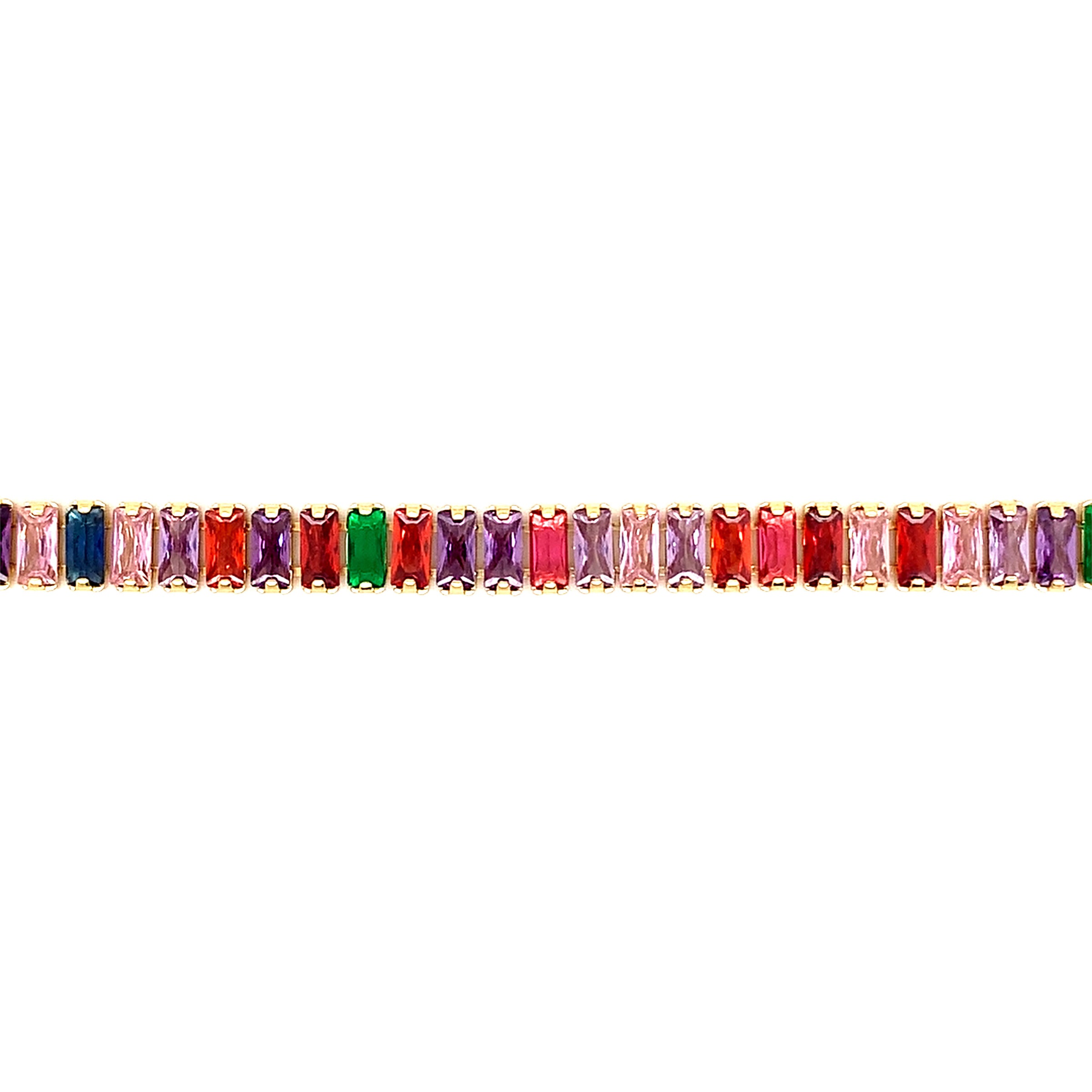 CZ Rainbow Adjustable Bracelet - Gold Plated
