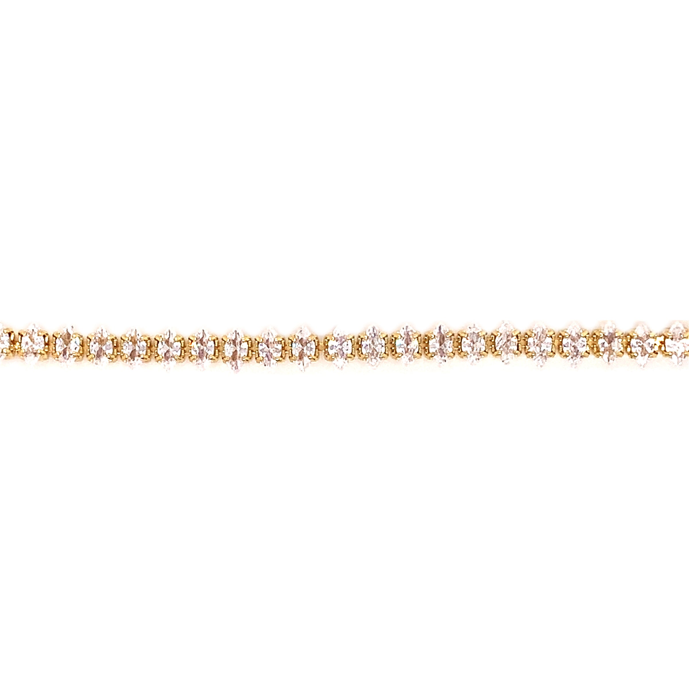 CZ Marquise Adjustable Tennis Bracelet - Gold Plated
