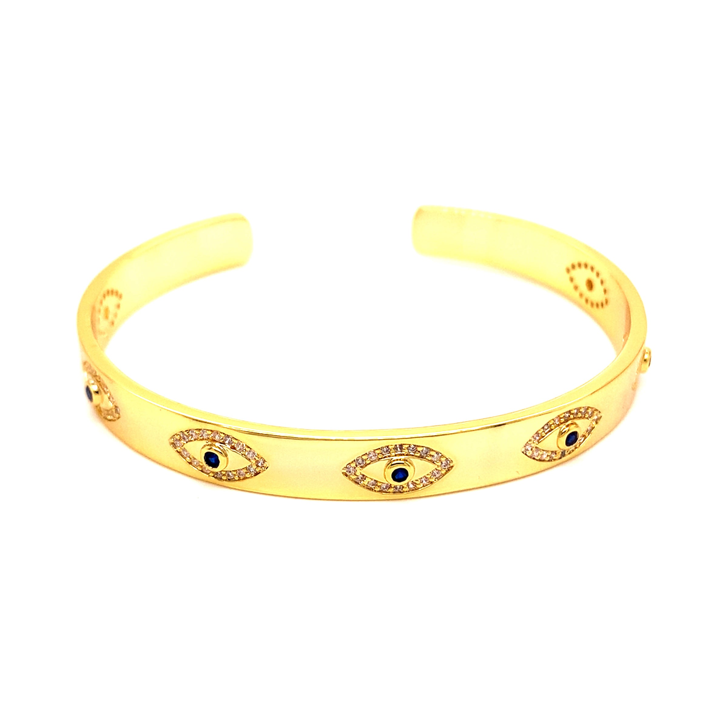 CZ Lucky Eye Adjustable Bangle - Gold Plated