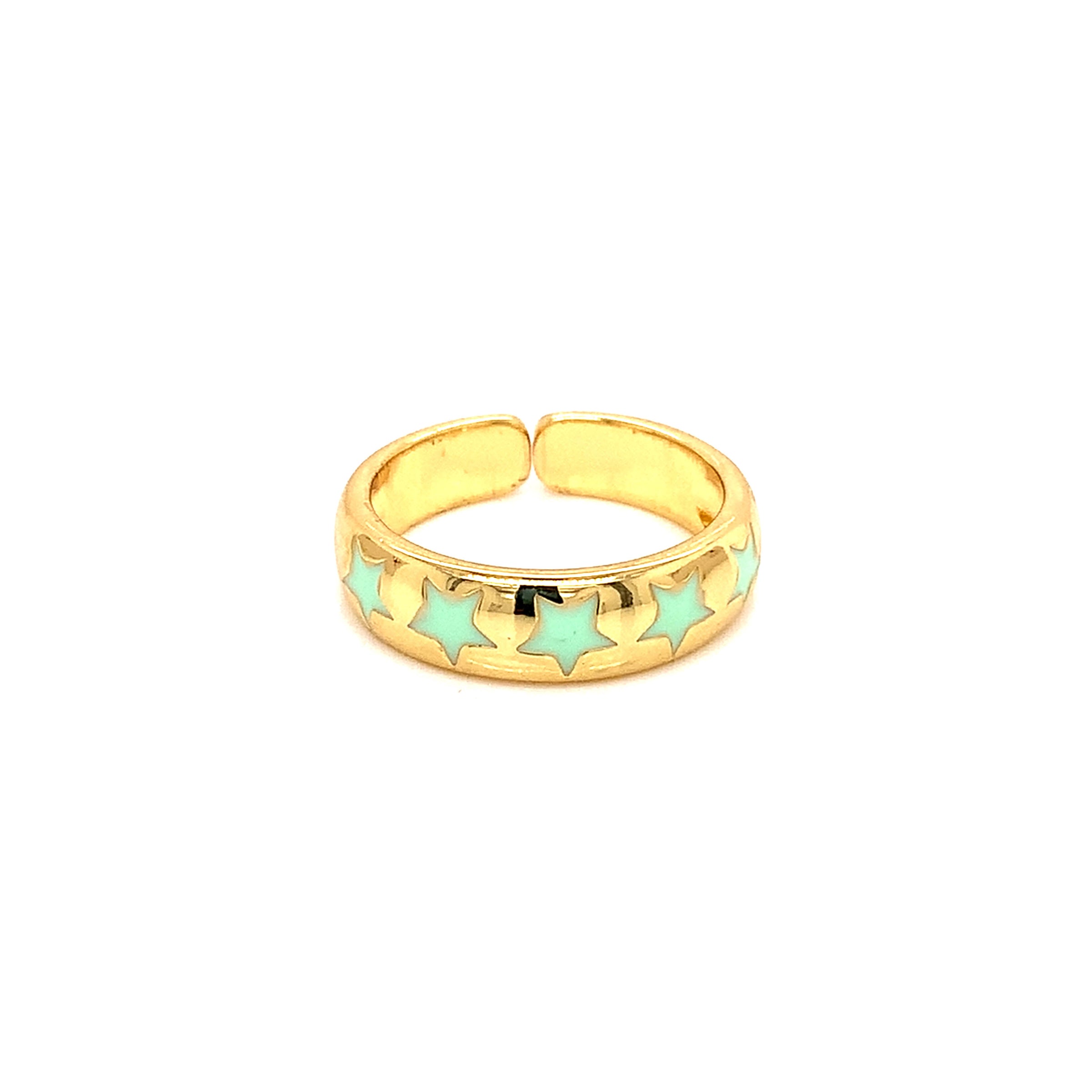 Mint Enamel Star Ring - Gold Plated