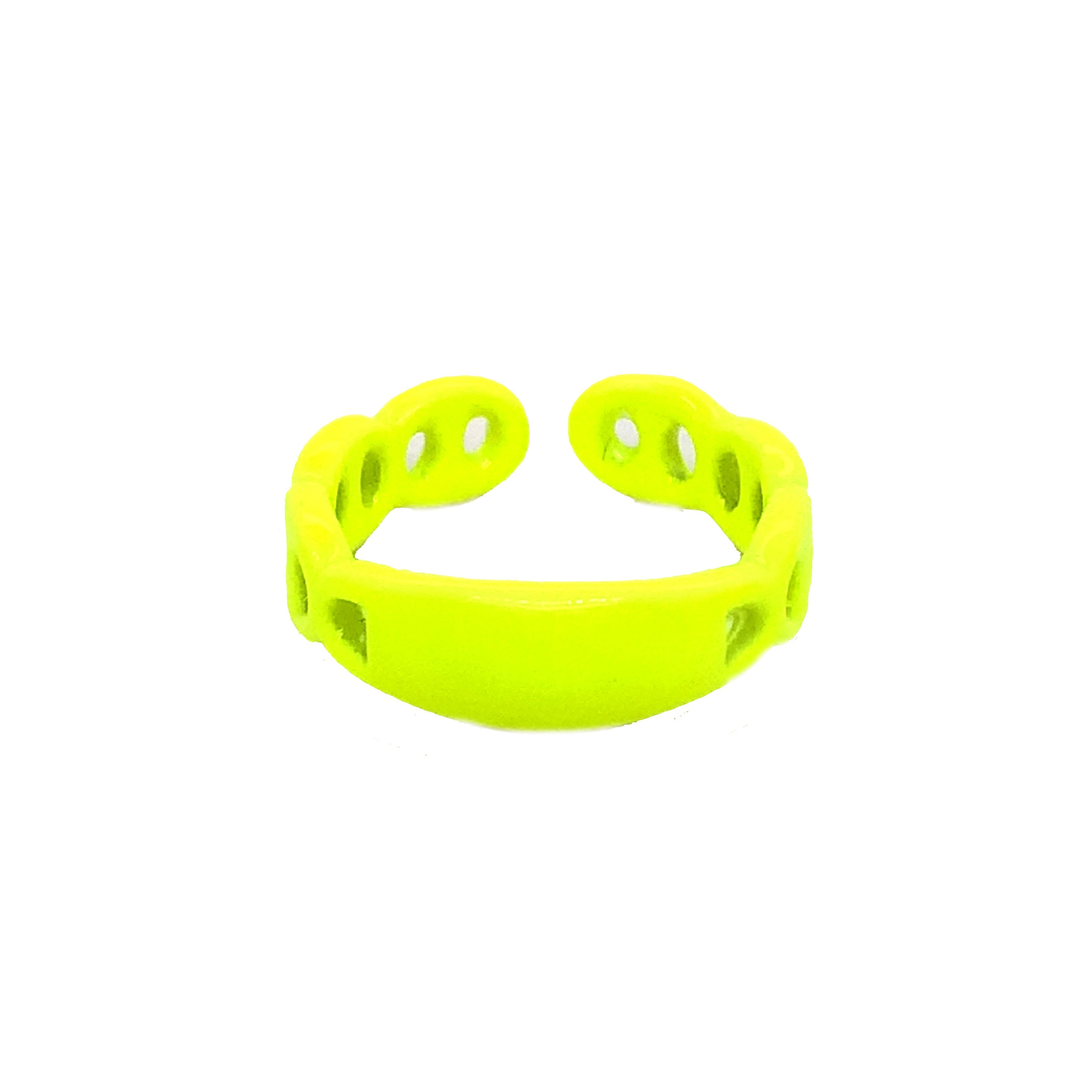 Neon Yellow Enamel Adjustable Link Ring