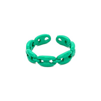 Green Enamel Adjustable Chain Link Ring
