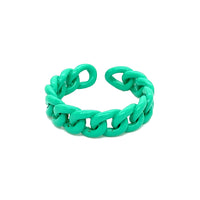 Green Enamel Adjustable Chain Link Ring