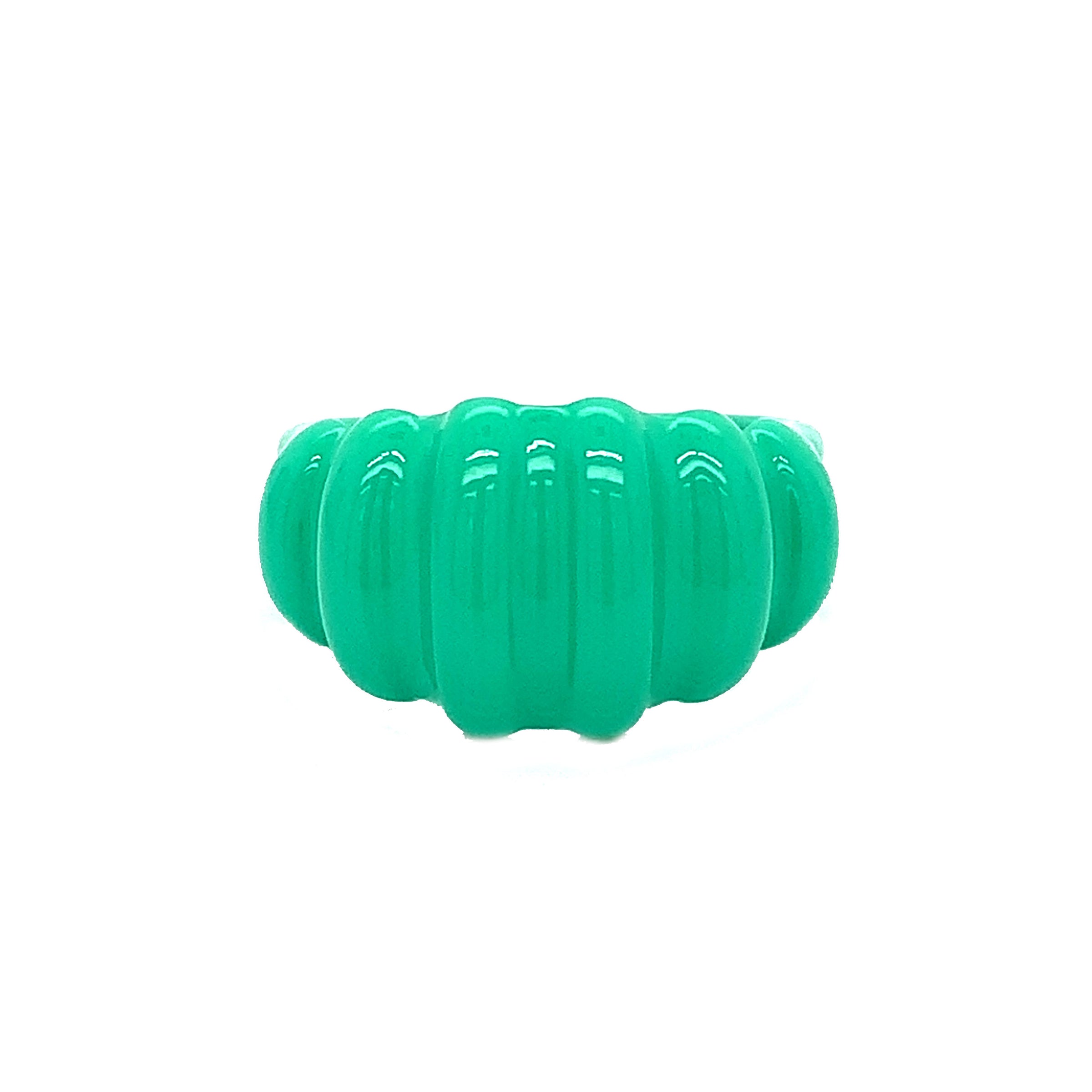 Green Enamel Dome Ring