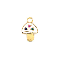 CZ White Enamel Mushroom Charm - Gold Plated