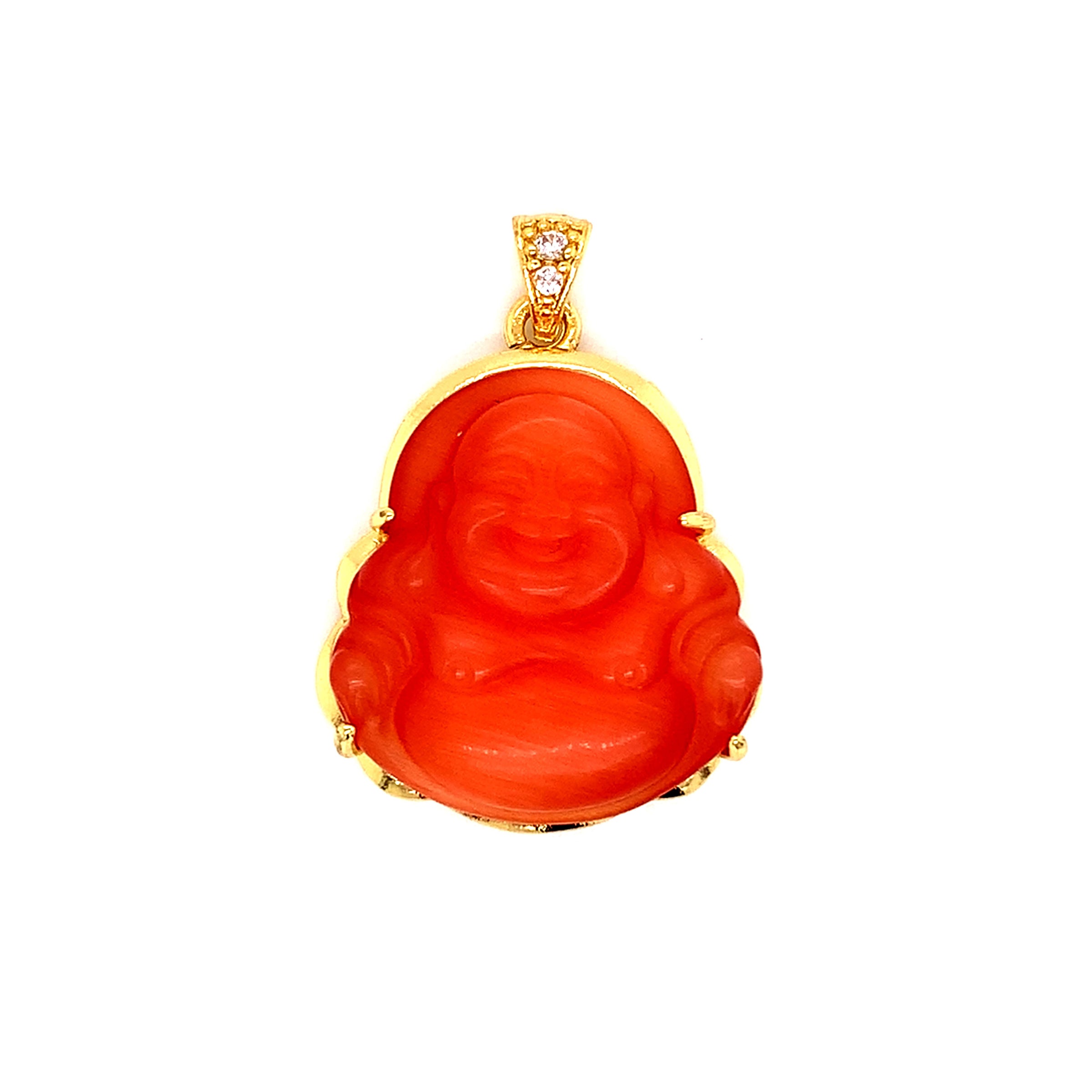 Orange Buddha Pendant - Gold Plated