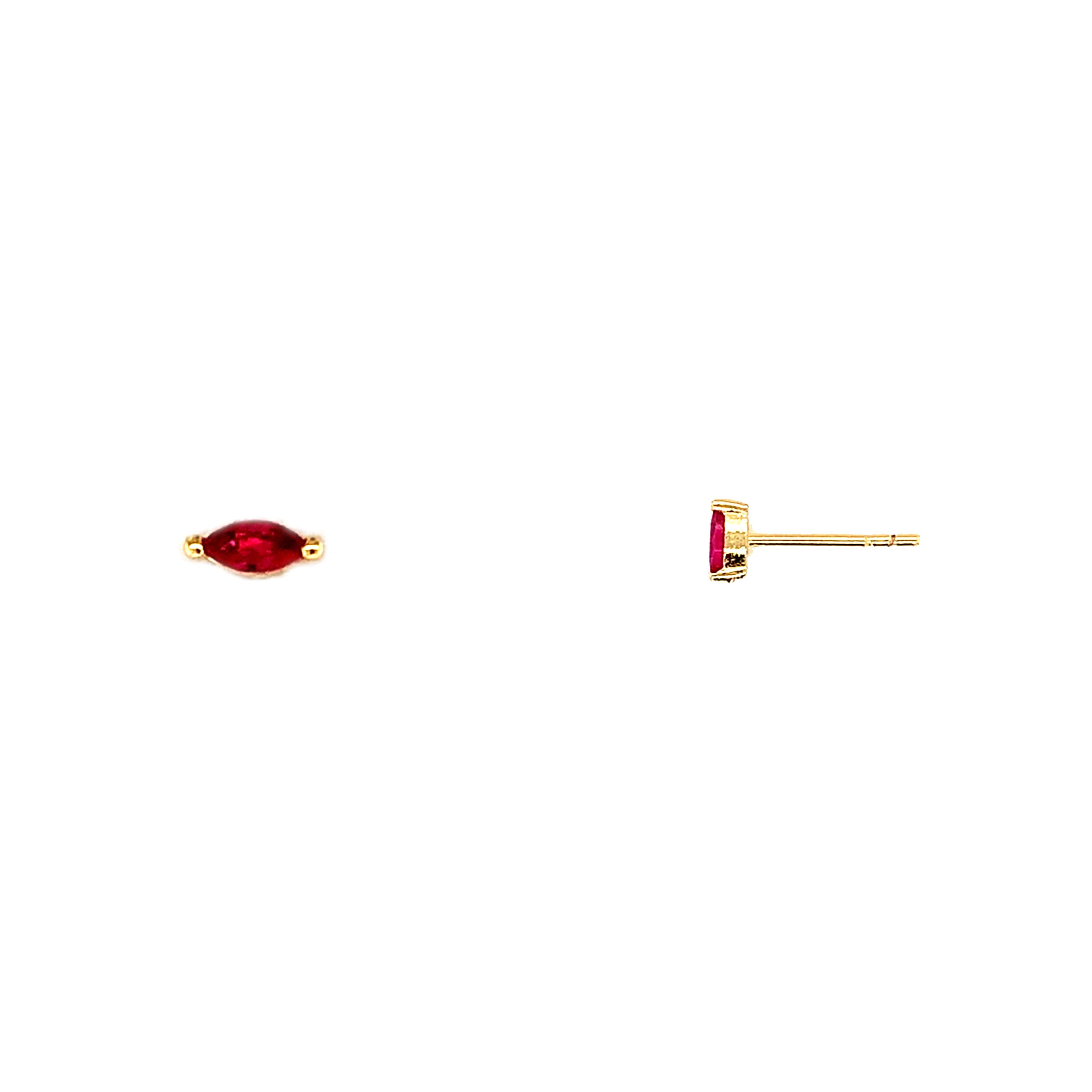 Marquise Ruby CZ Stud - Gold Plated