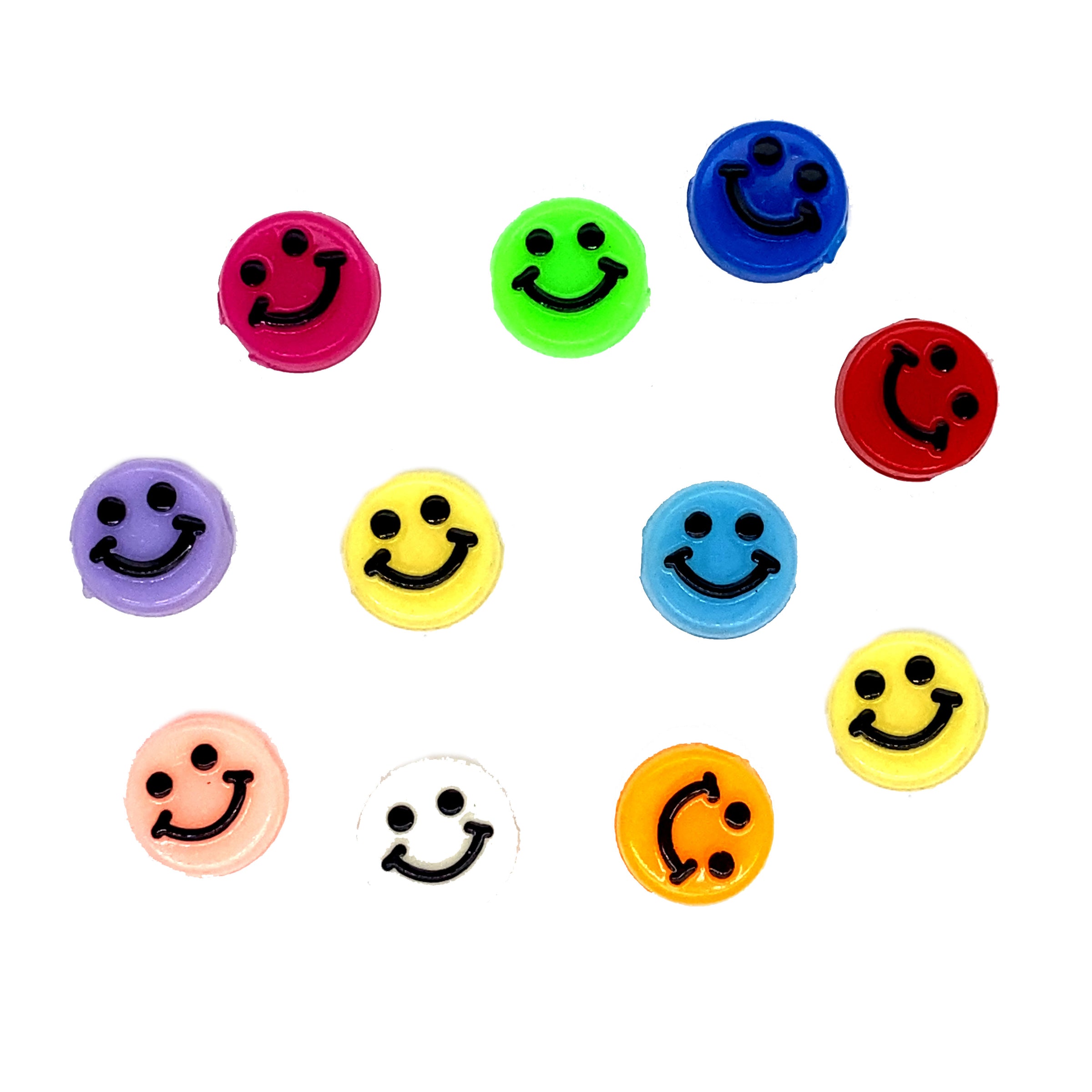 Acrylic Multicolor Smiley Beads - Assorted Pack - Approx. 100 pcs