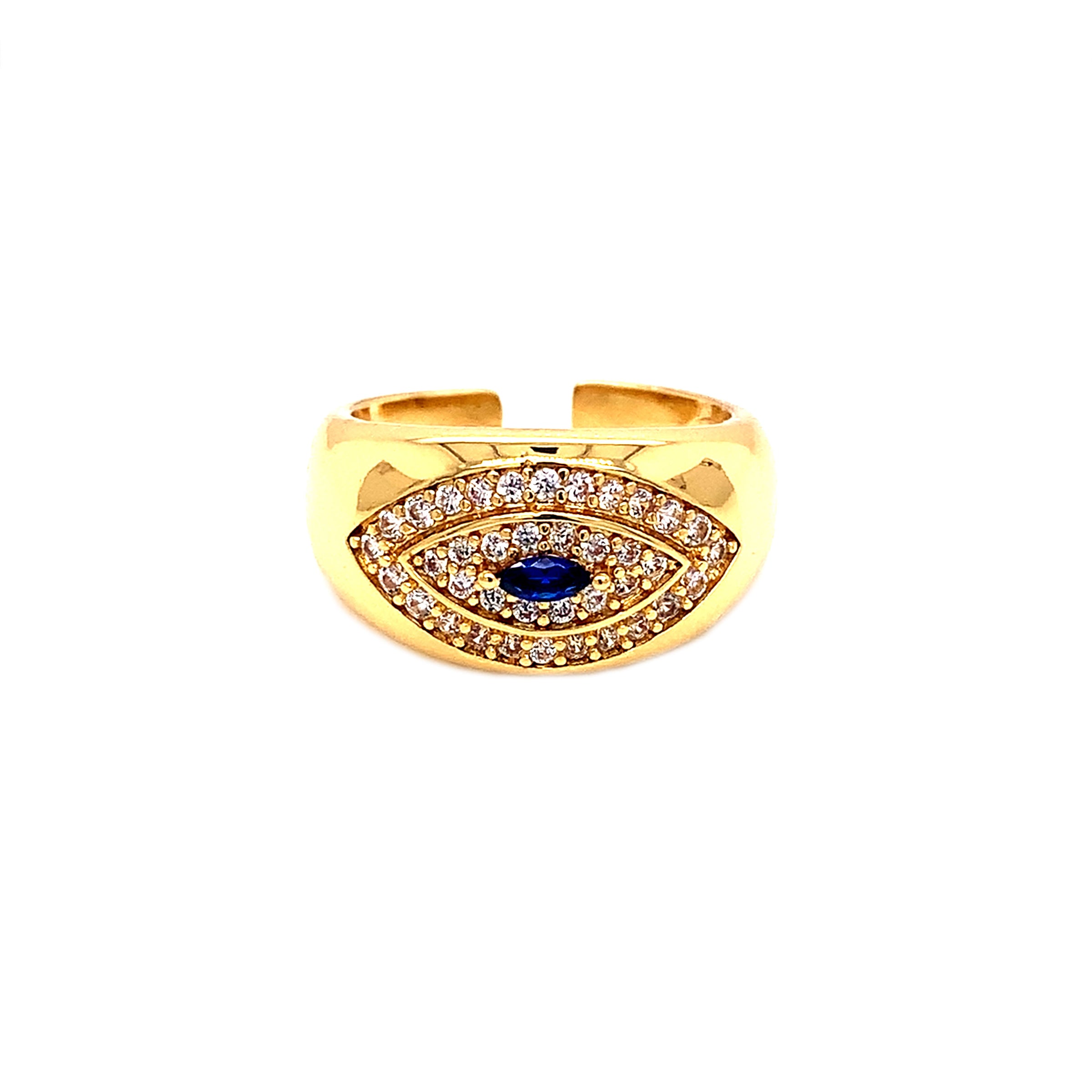 CZ Lucky Eye Dome Ring - Gold Plated