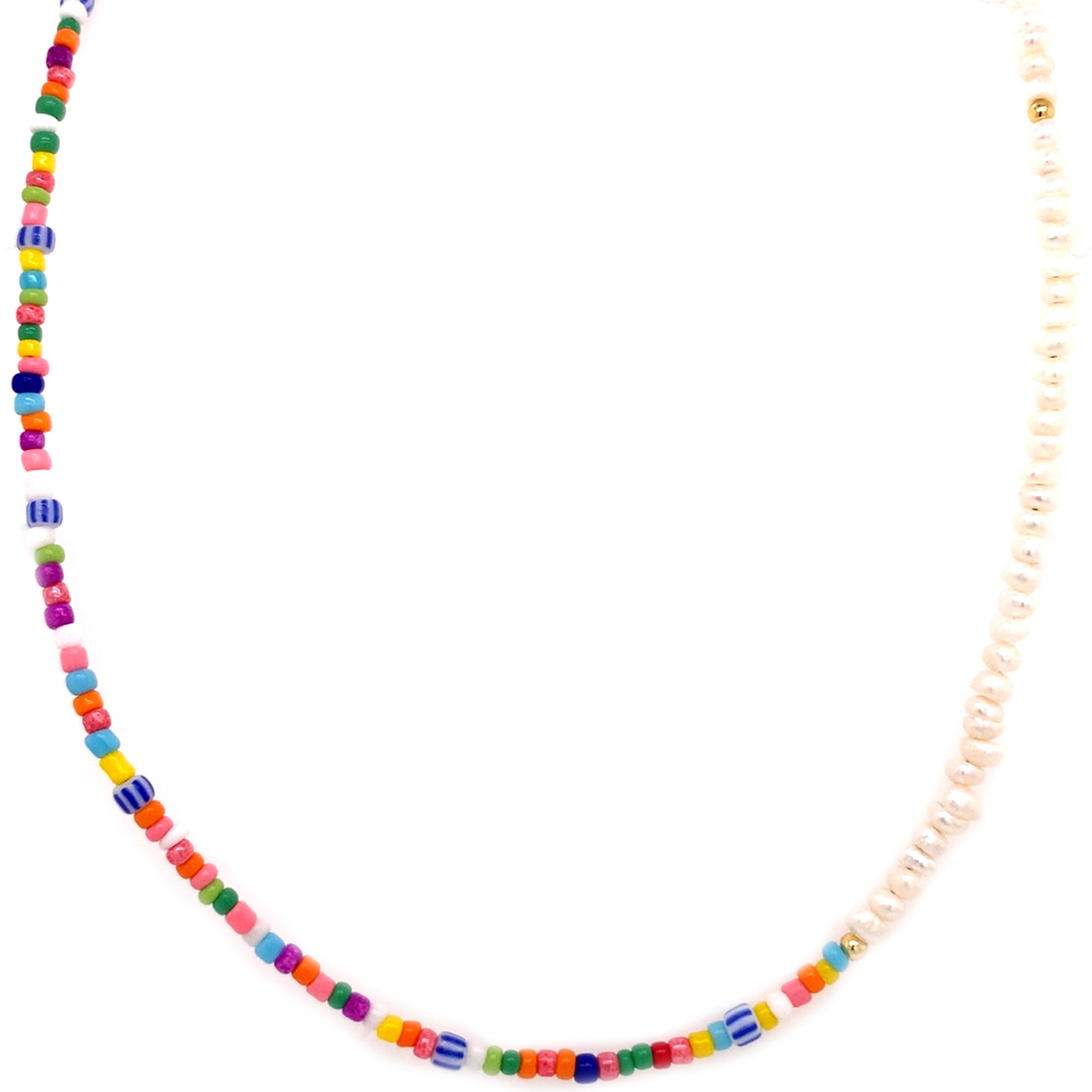 15.5" Freshwater Pearl & Seed Bead Necklace + 2" Extension