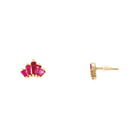 Baguette Ruby CZ Stud - Gold Plated