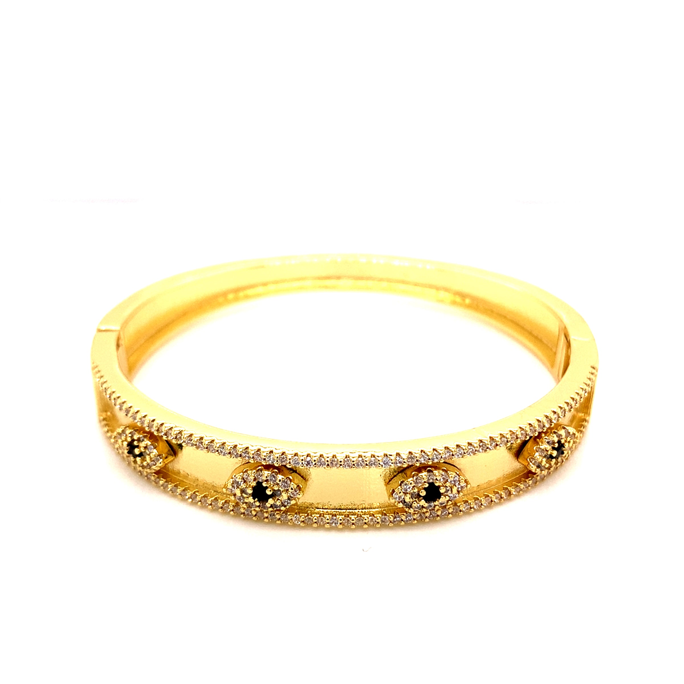 CZ Lucky Eye Bangle  - Gold Plated