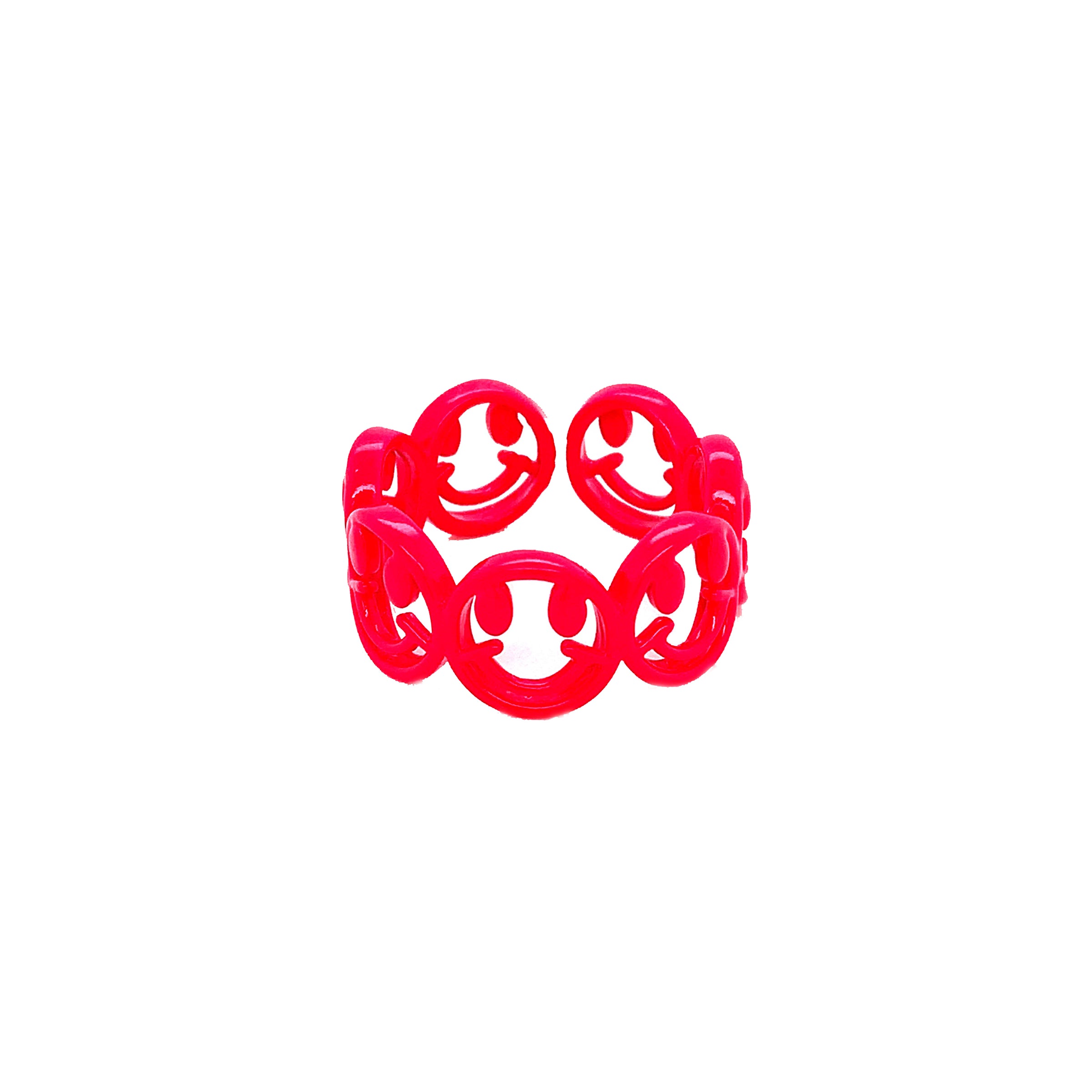 Neon Pink Adjustable Smiley Ring