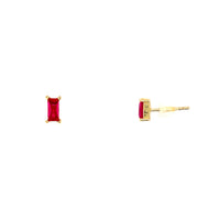 Baguette Ruby CZ Stud - Gold Plated