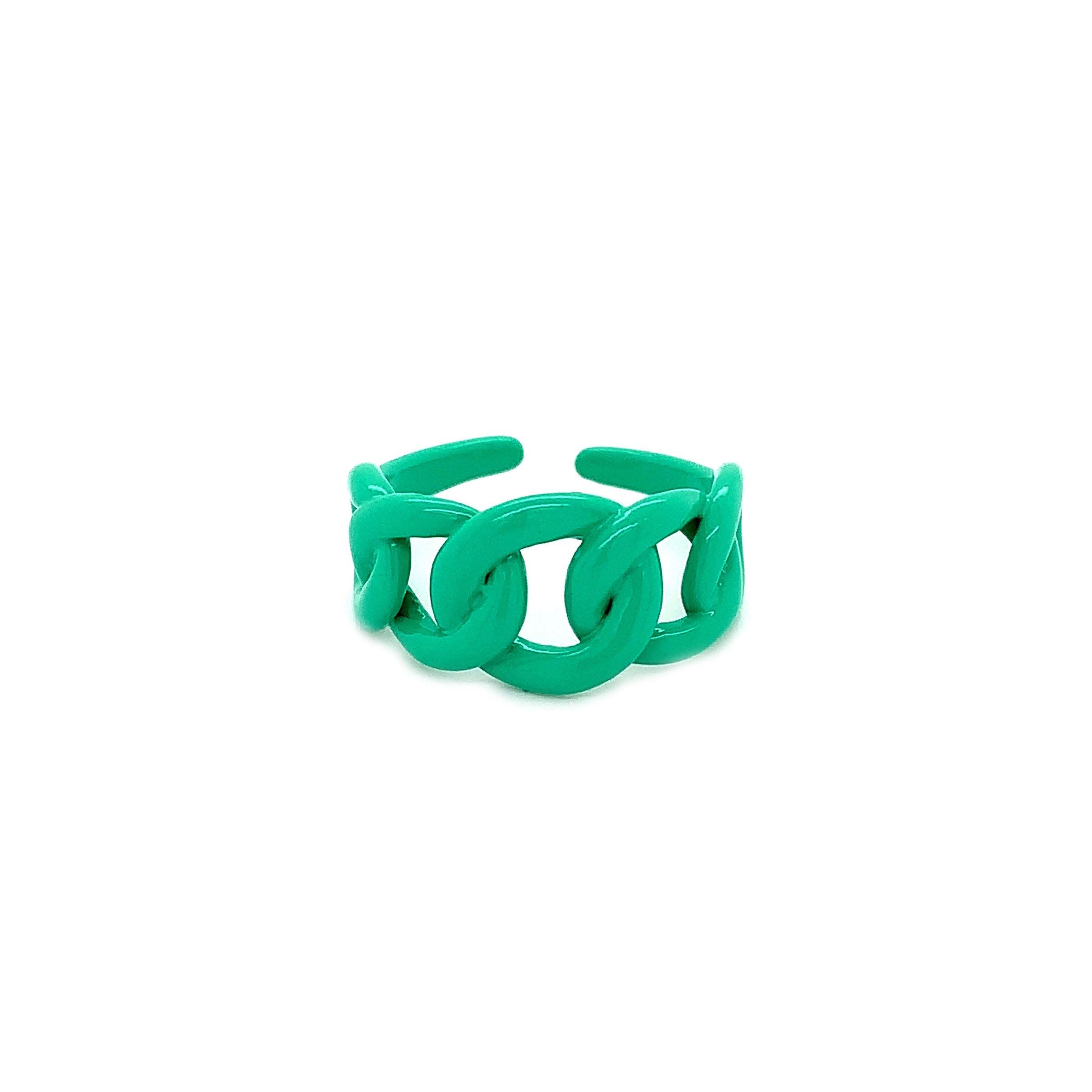 Green Enamel Link Ring