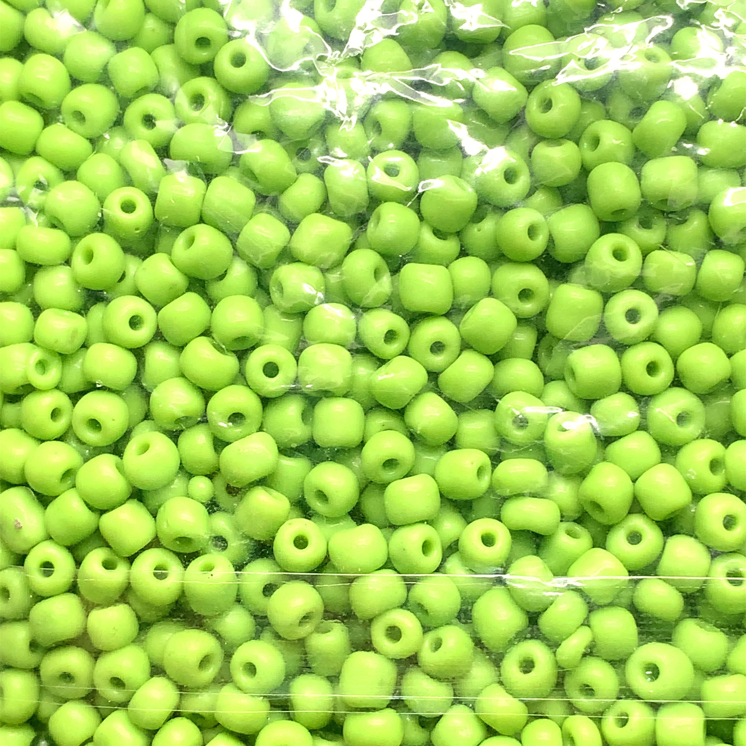 4mm Opaque Kiwi Green Glass Seed Beads  - 400g Per Bag