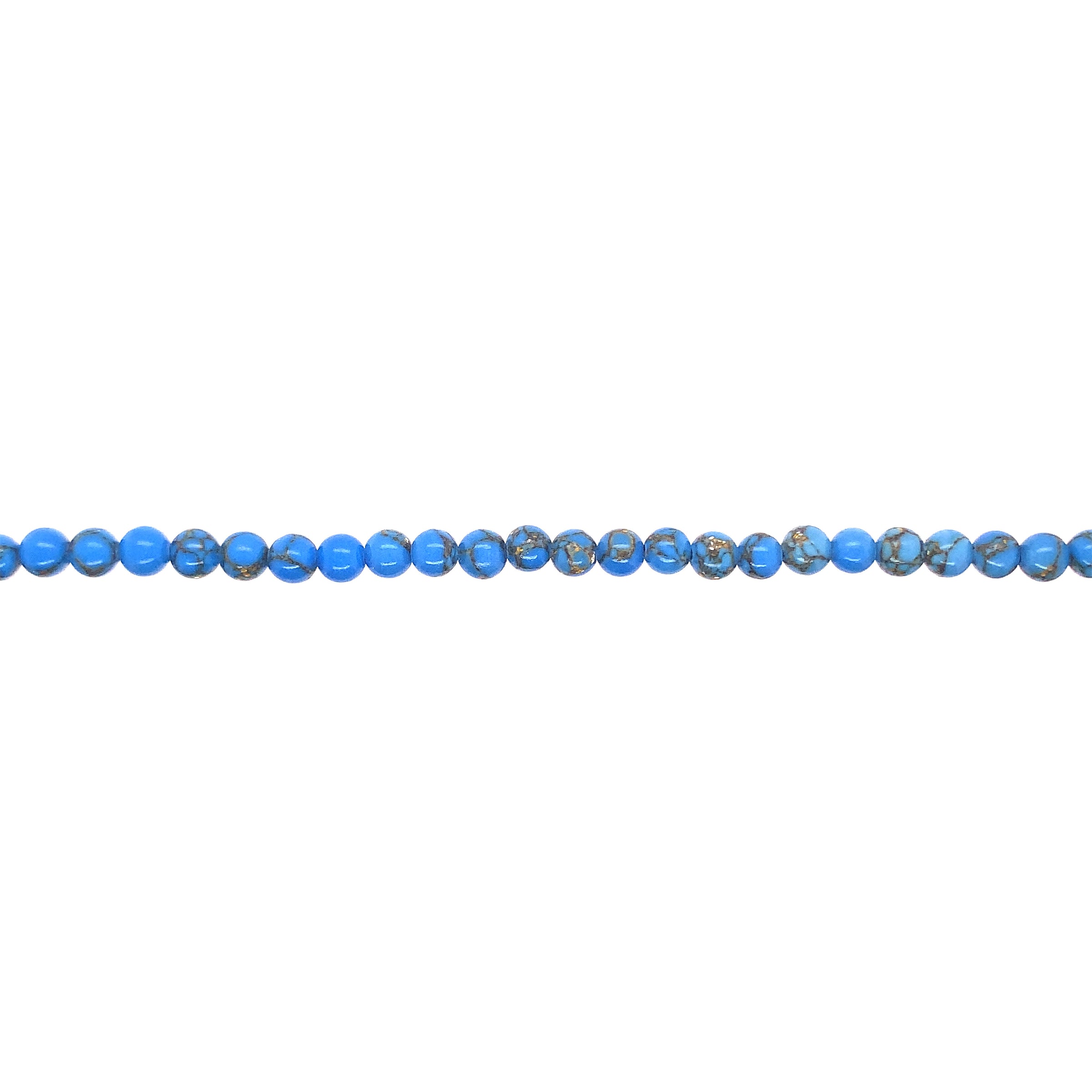 4mm Gold Veined Blue Turquoise - Round