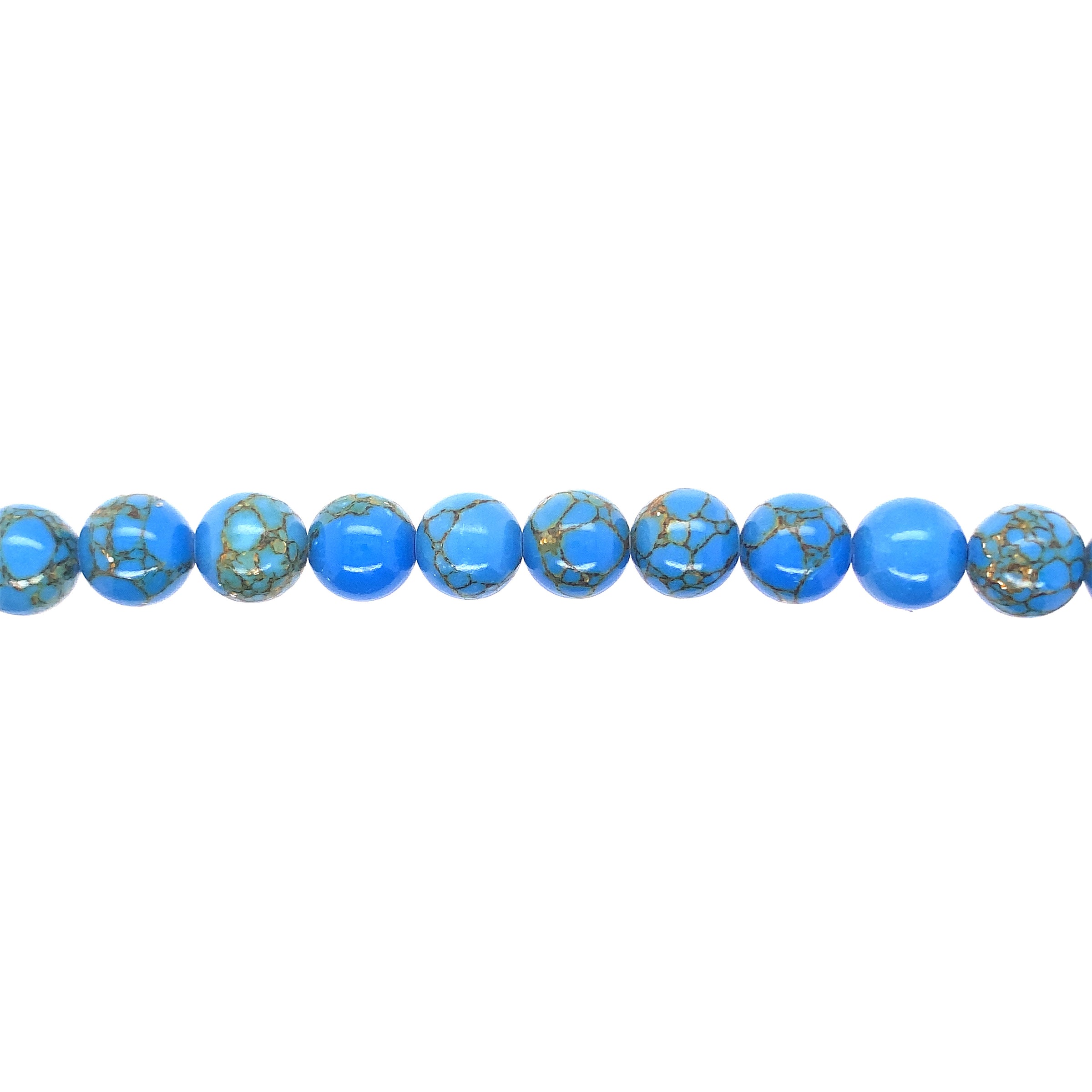 10mm Gold Veined Blue Turquoise - Round