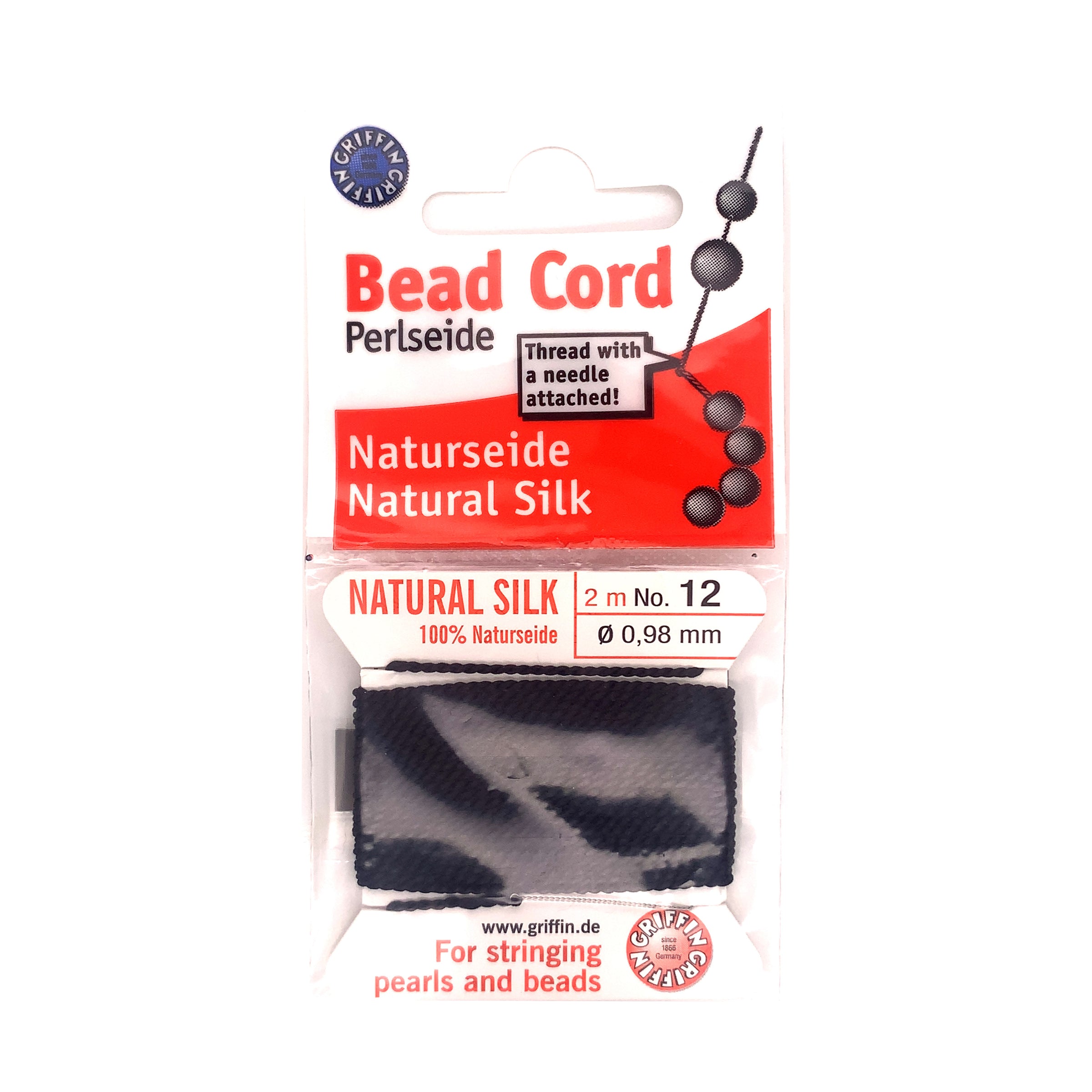 Griffin Silk Bead Cord - Black - 0.98mm