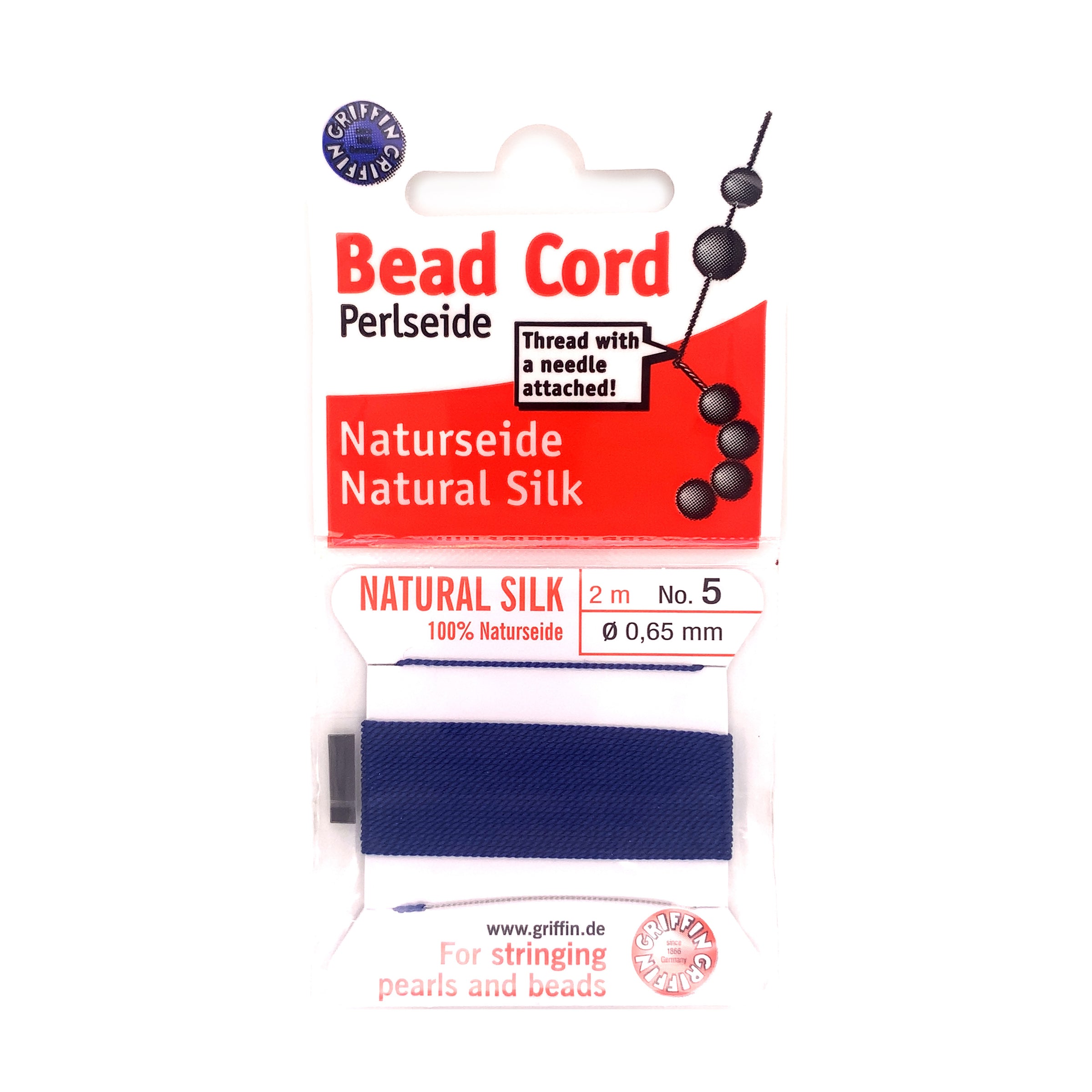 Griffin Silk Bead Cord - Blue - 0.65mm
