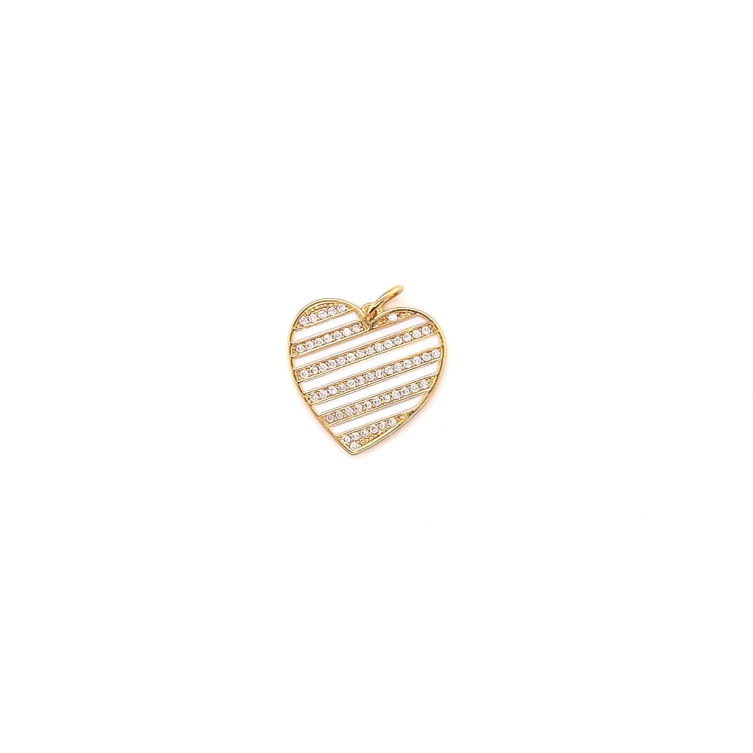 CZ White Enamel Heart - Gold Plated