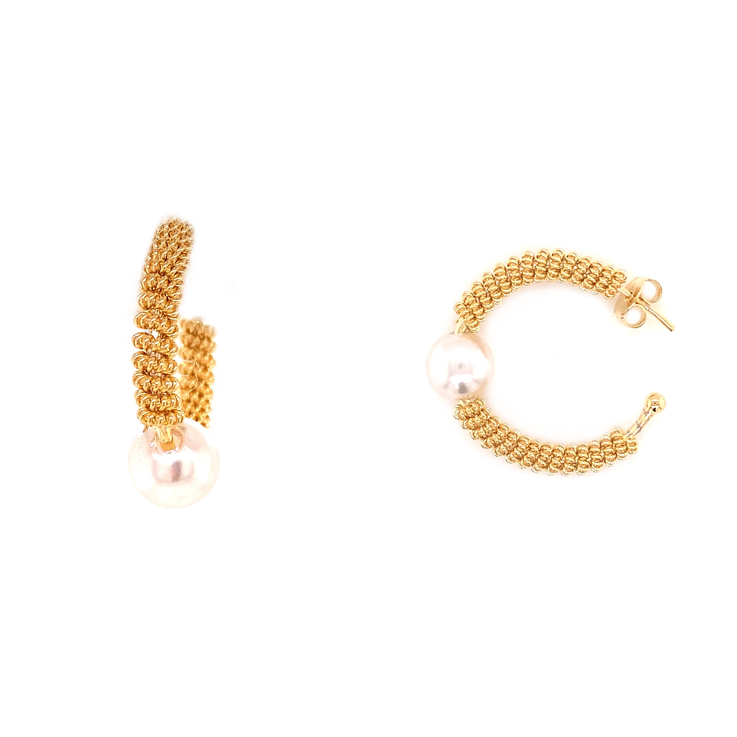 25mm Hoops with Pearl Accent - Gold Filled