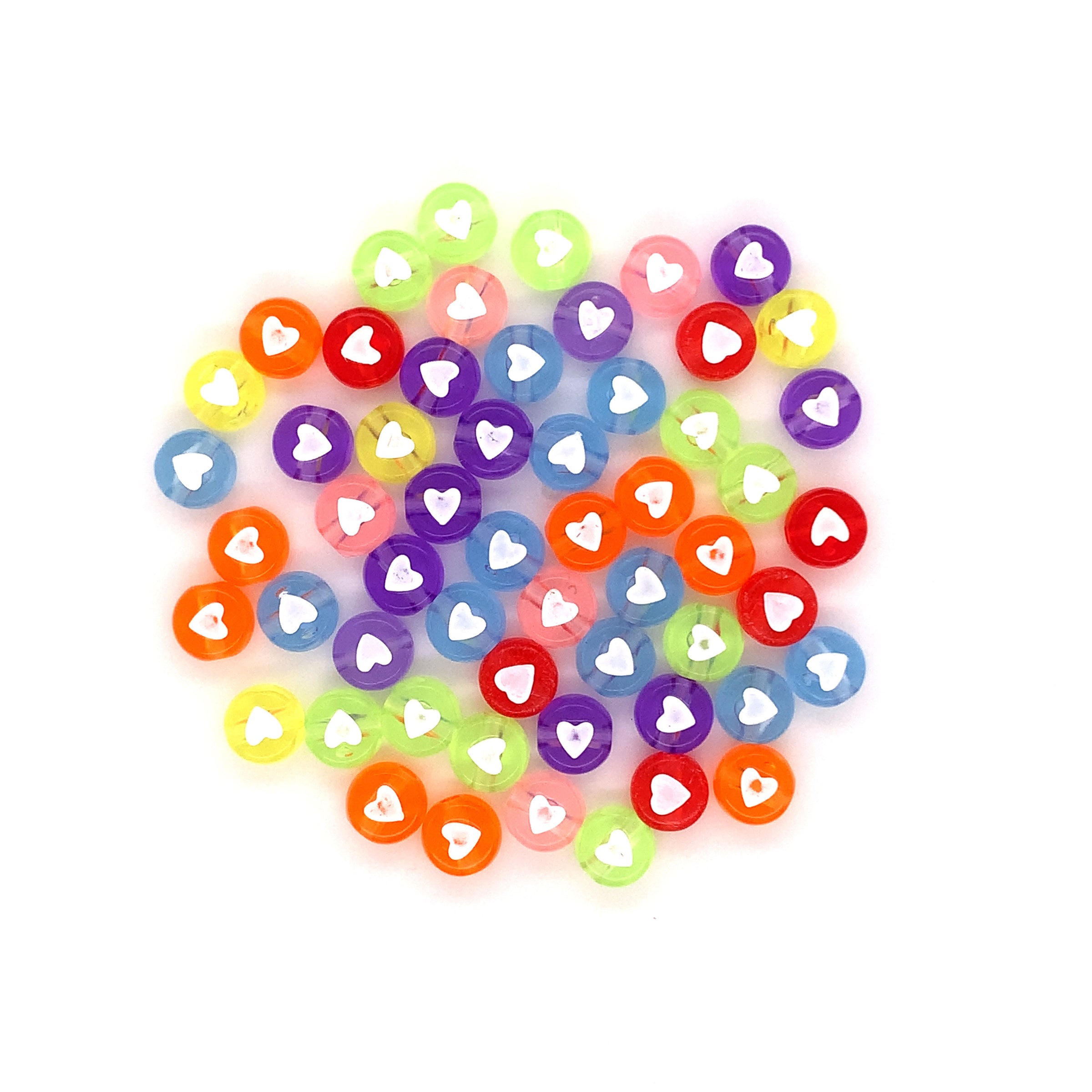7mm Transparent Multicolor Heart Acrylic Beads