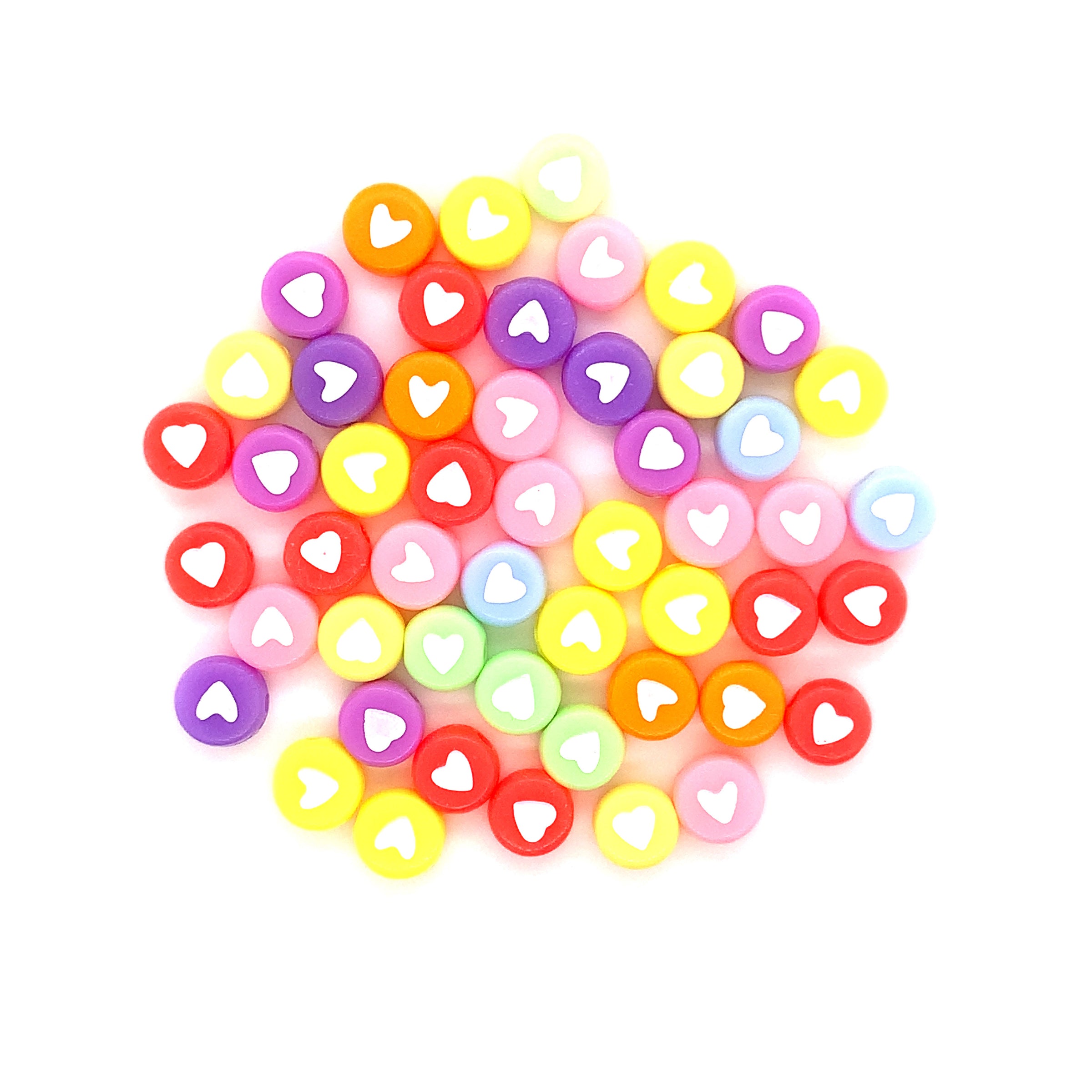 7mm Opaque Multicolor Heart Acrylic Beads