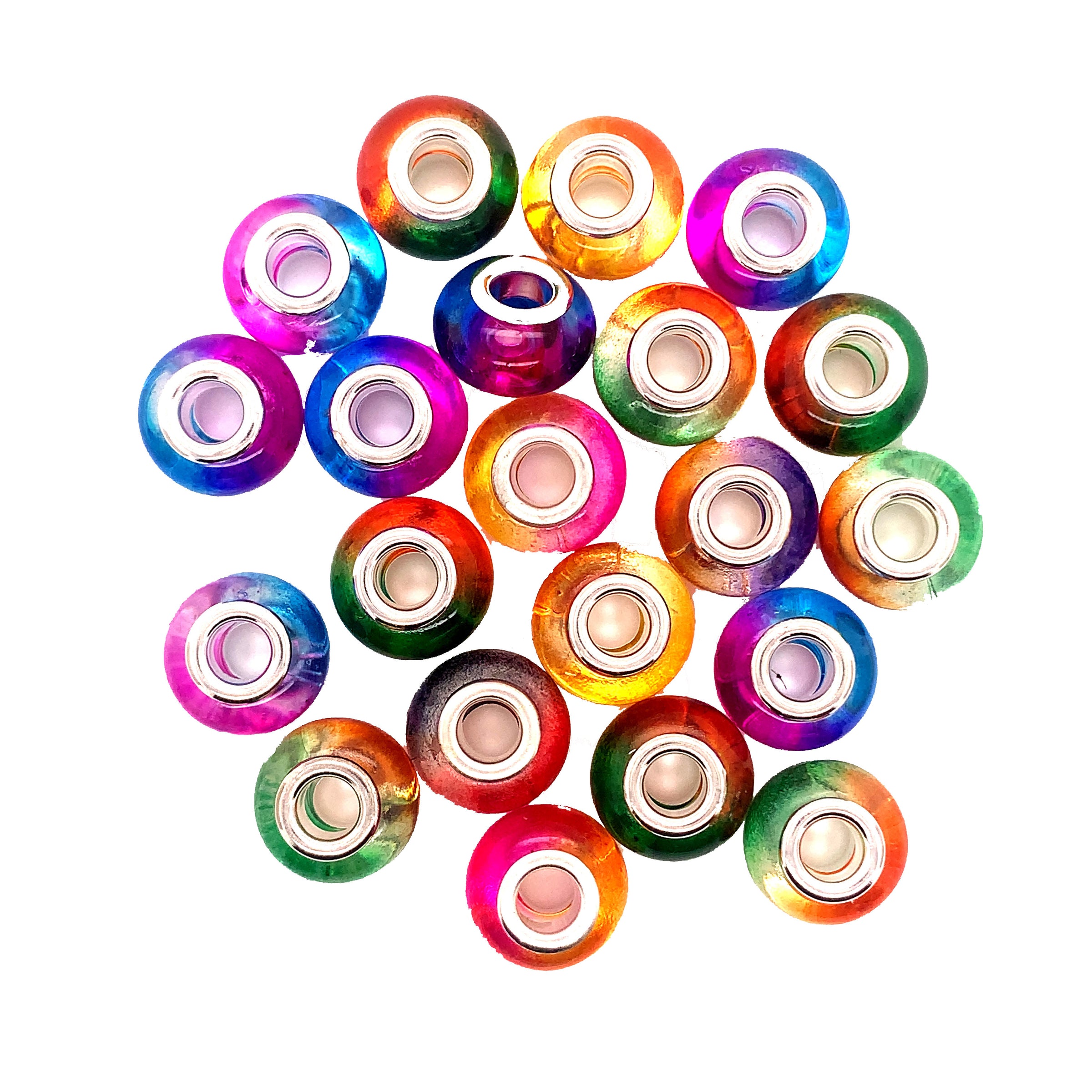 14mm Multicolor Glass - Large Hole