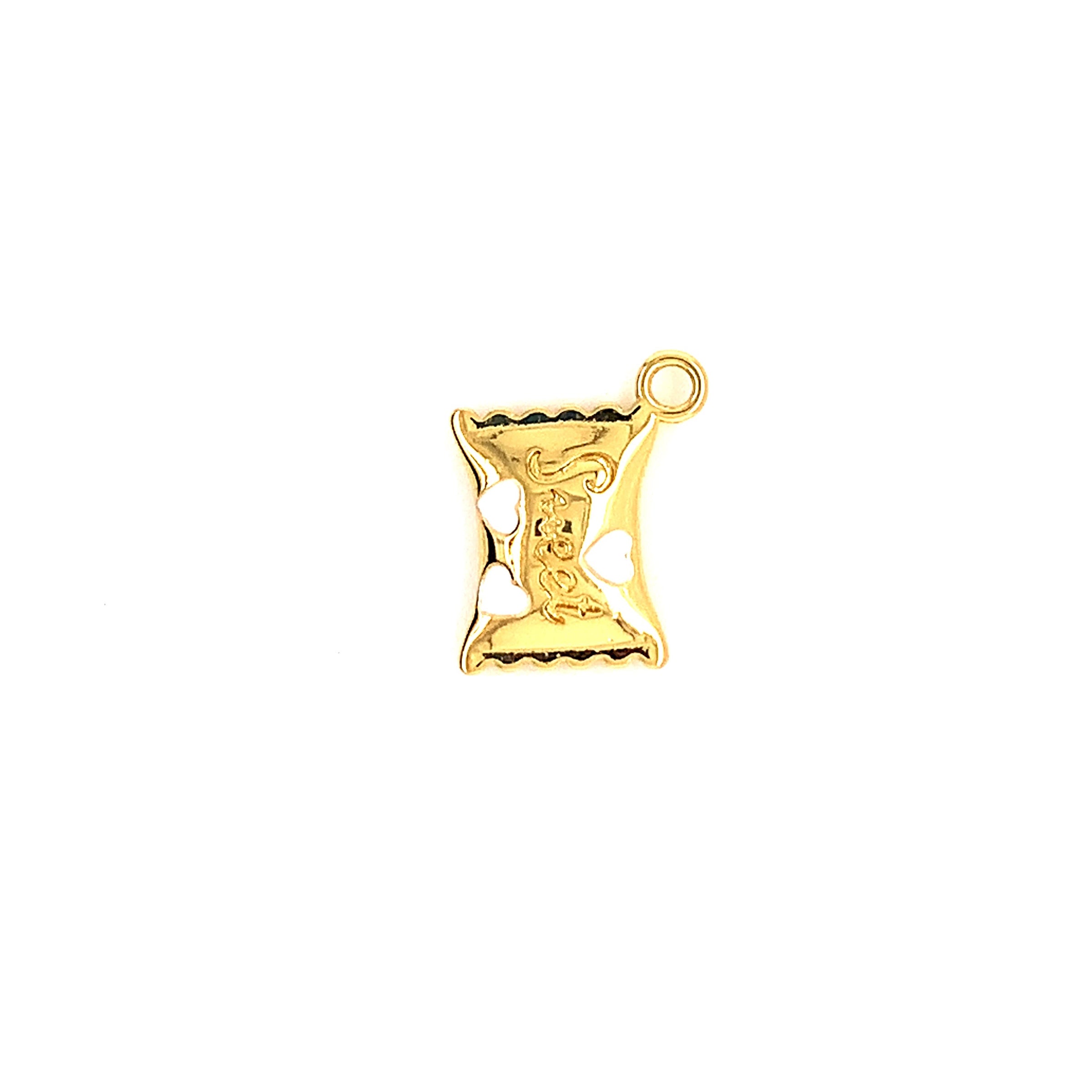 White Enamel Candy Charm - Gold Plated