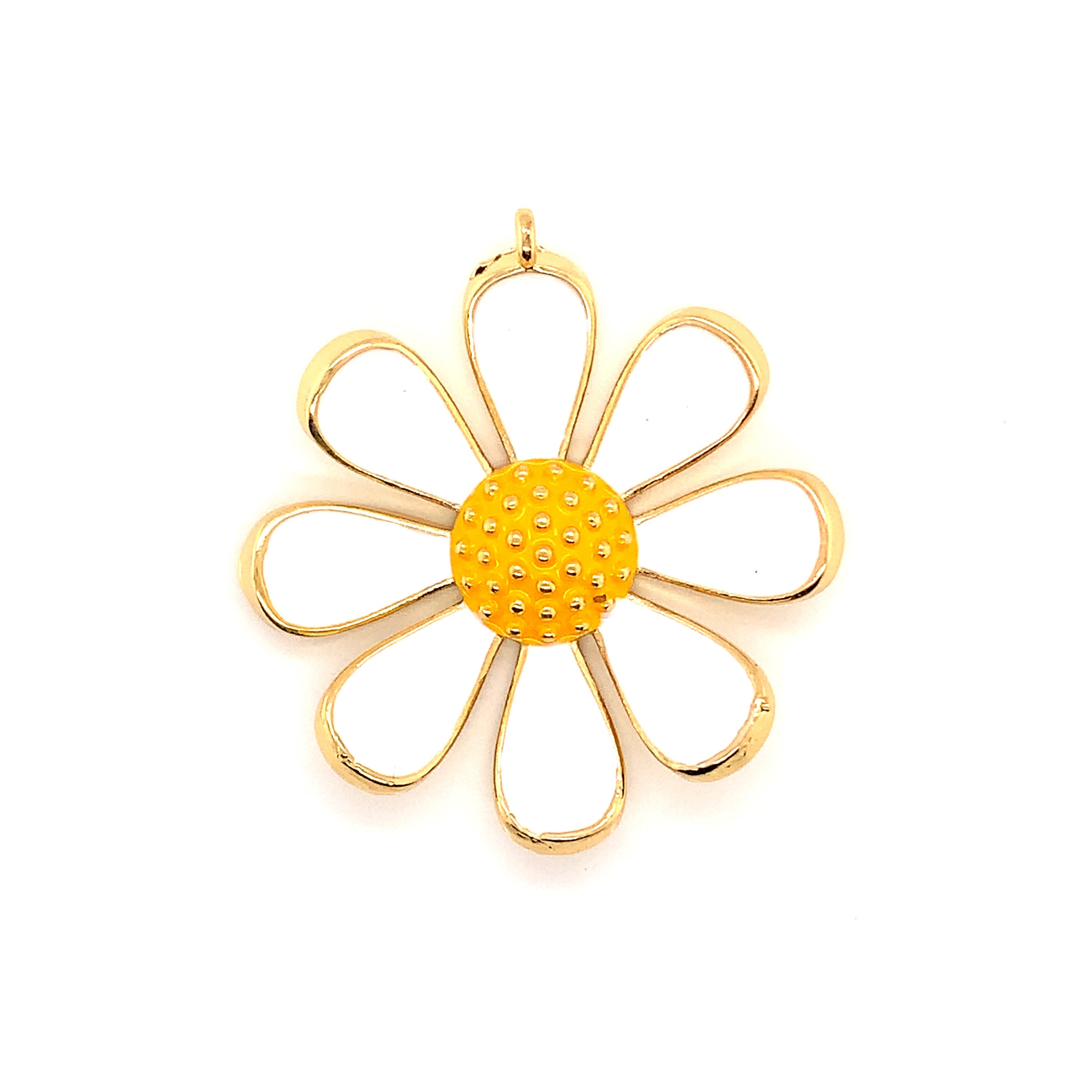 Enamel Daisy Charm - Gold Plated