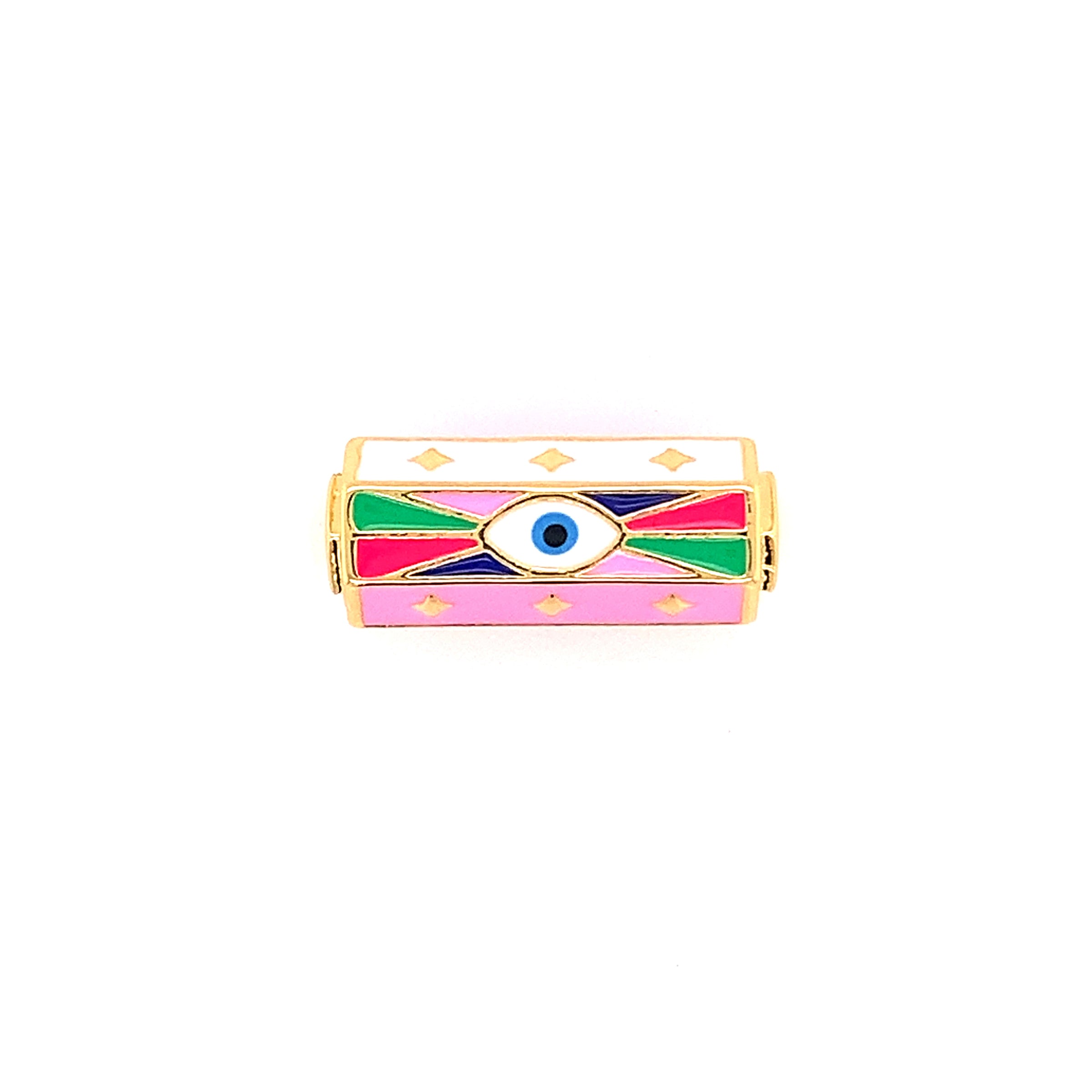 Enamel Lucky Eye Bar Charm - Gold Plated