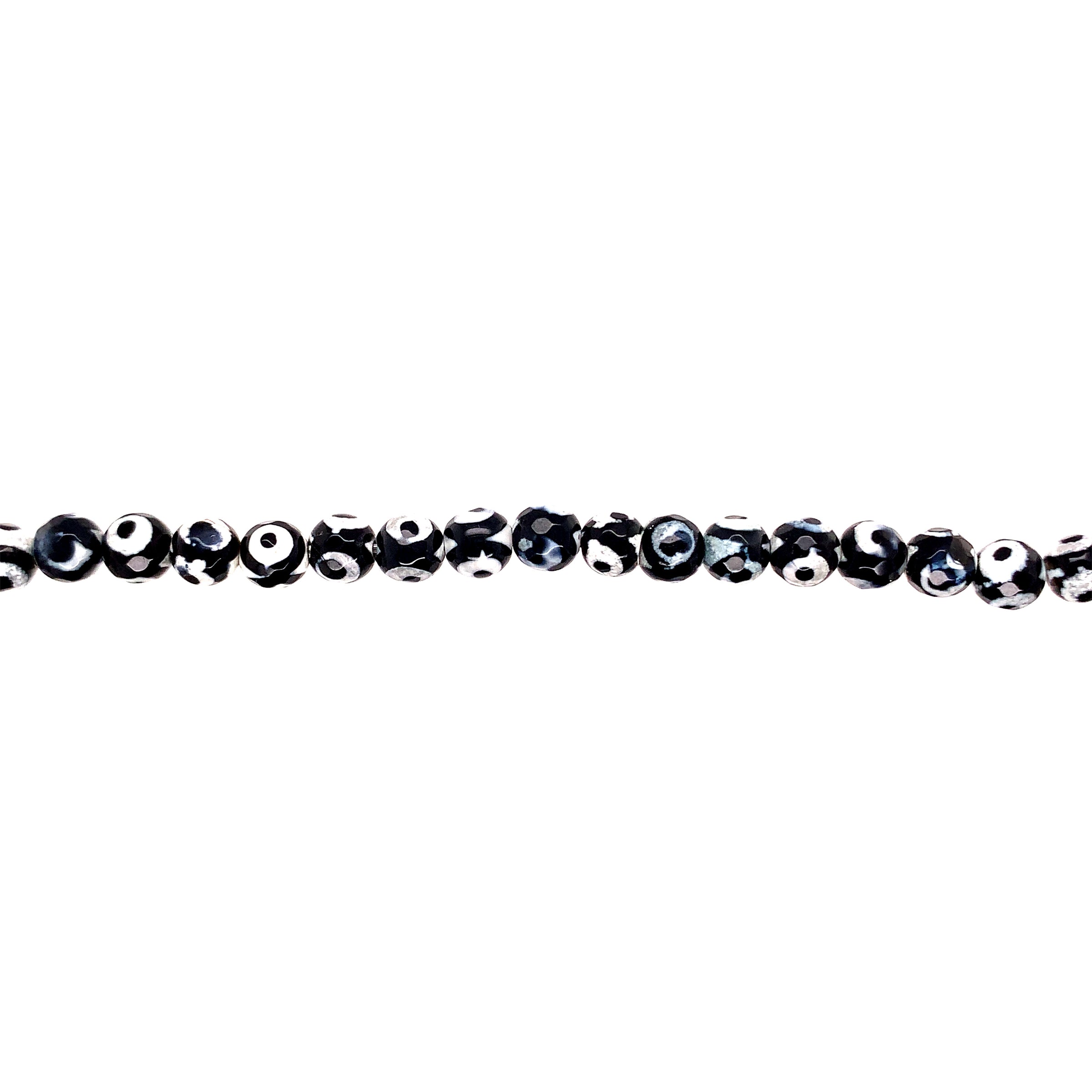 6mm Black Spot Tibetan Agate - Faceted