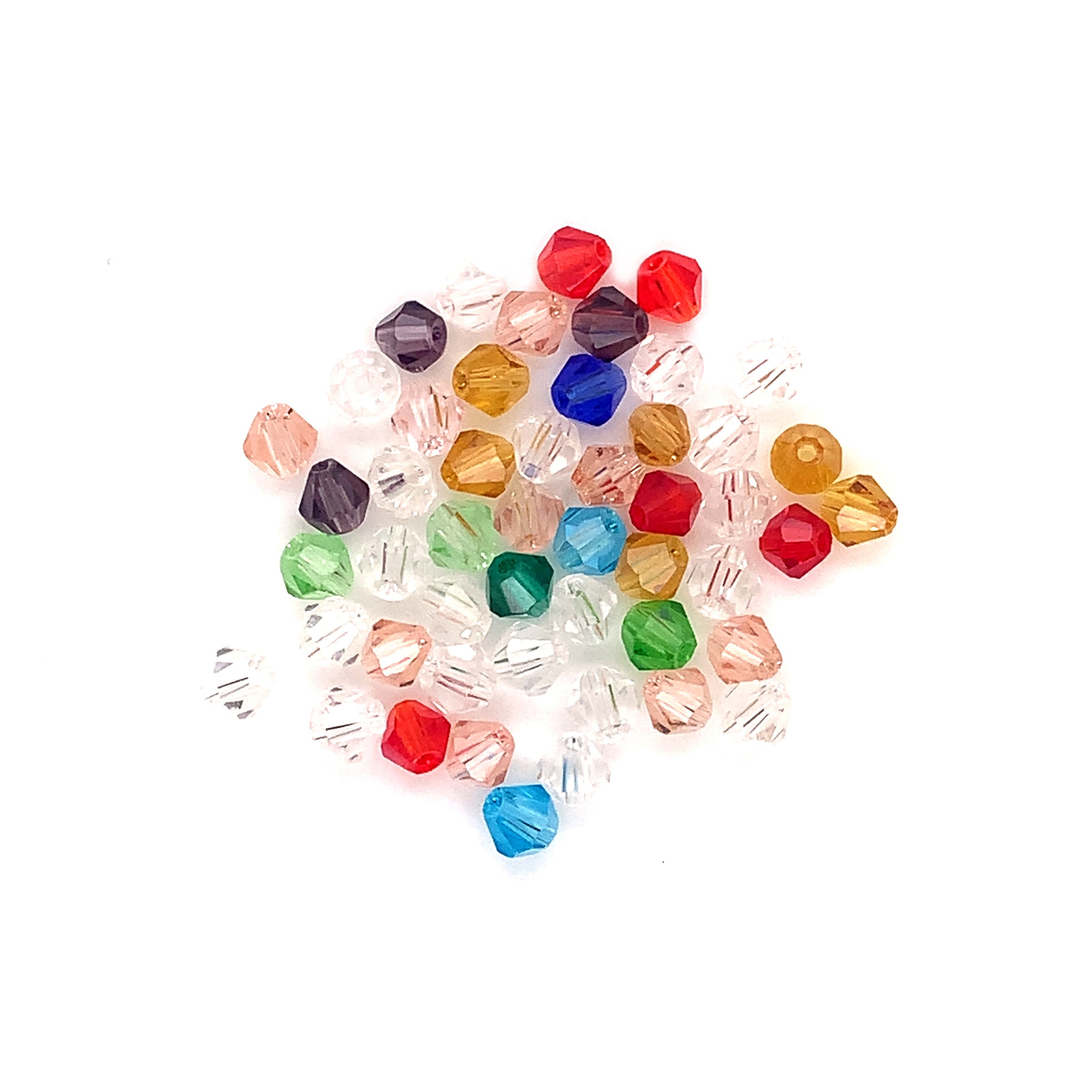 4x4mm Multicolor Bicone Crystal Beads - Faceted