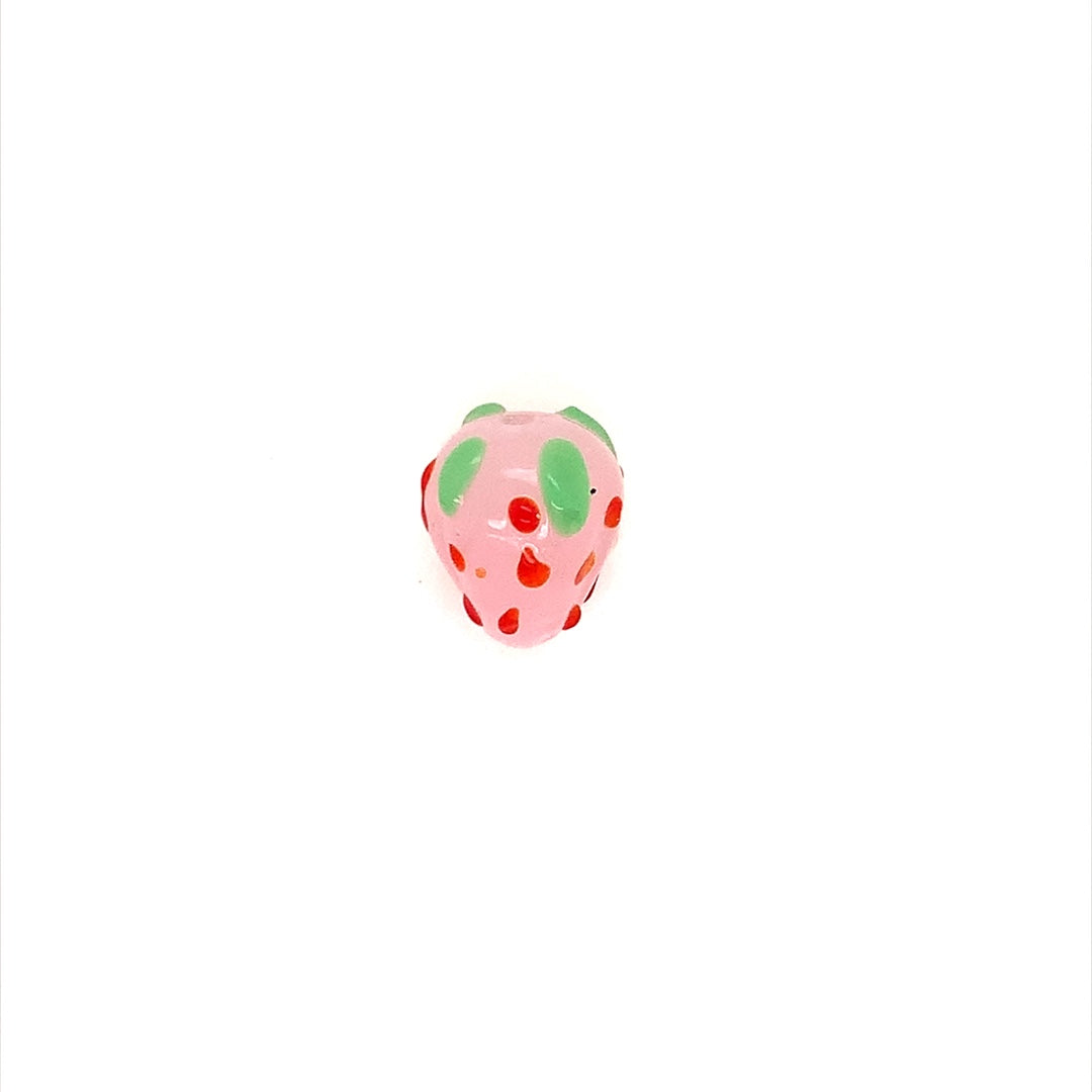Pink Strawberry Lampwork Bead