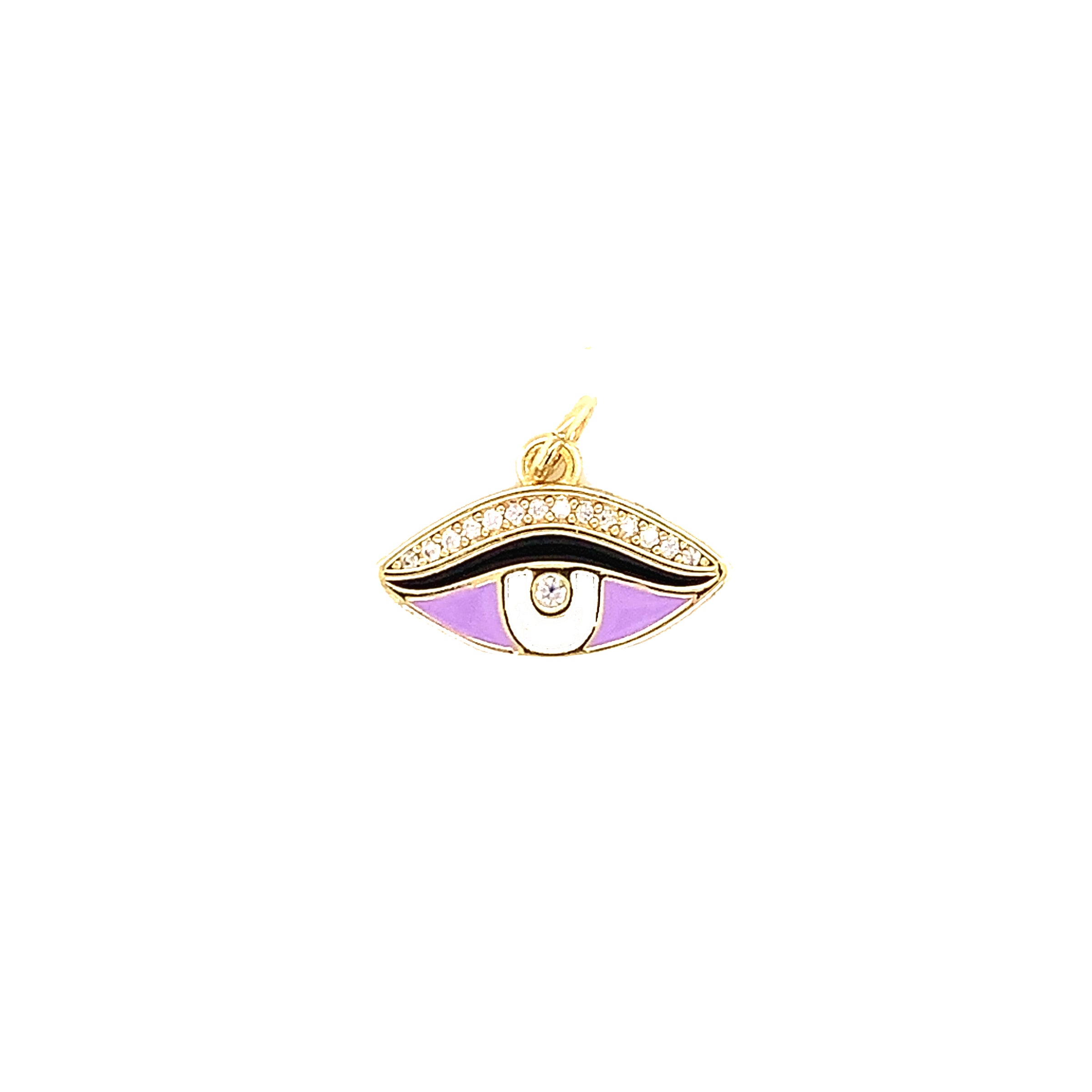 Purple CZ Enamel Evil Eye Charm - Gold Plated