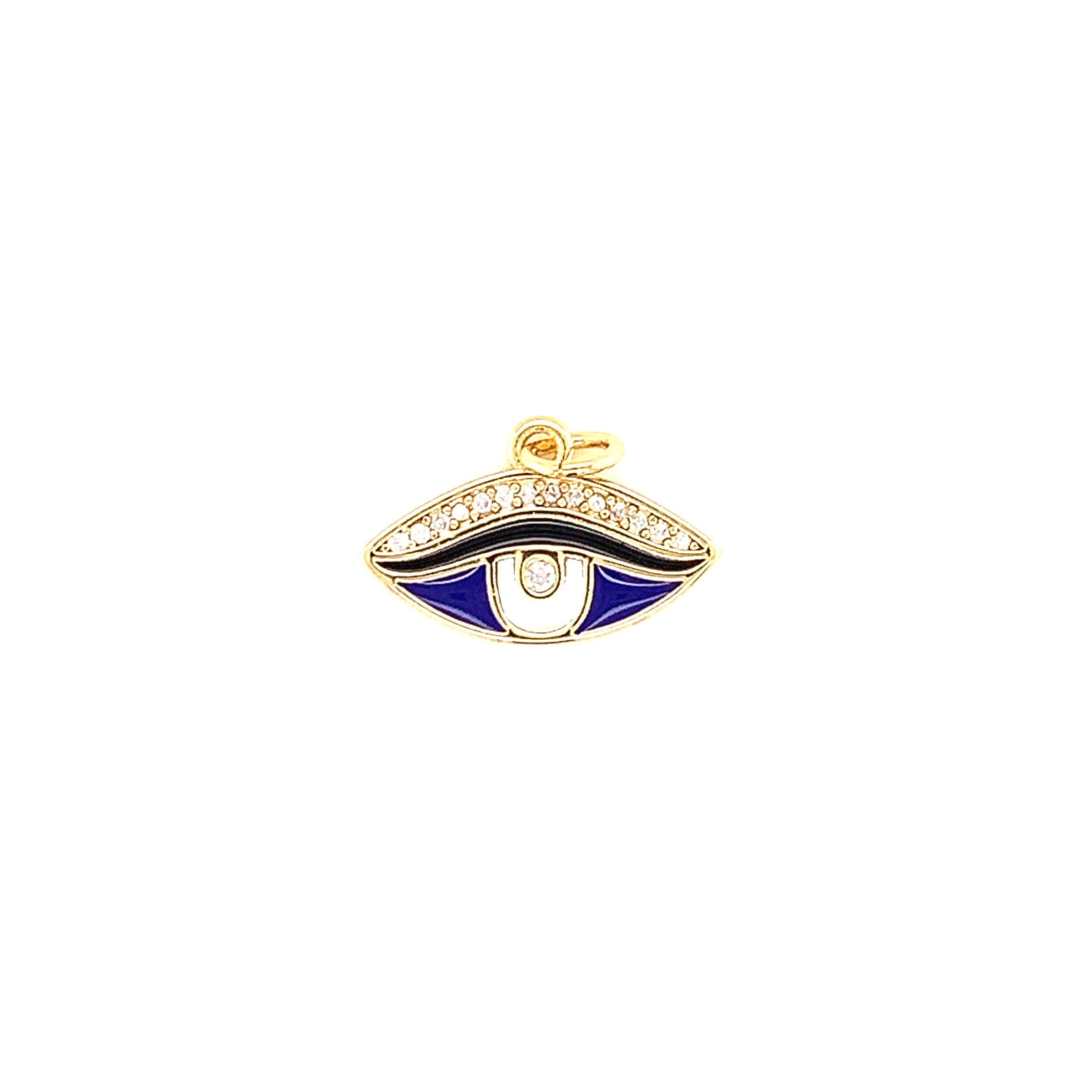 Blue CZ Enamel Evil Eye Charm - Gold Plated