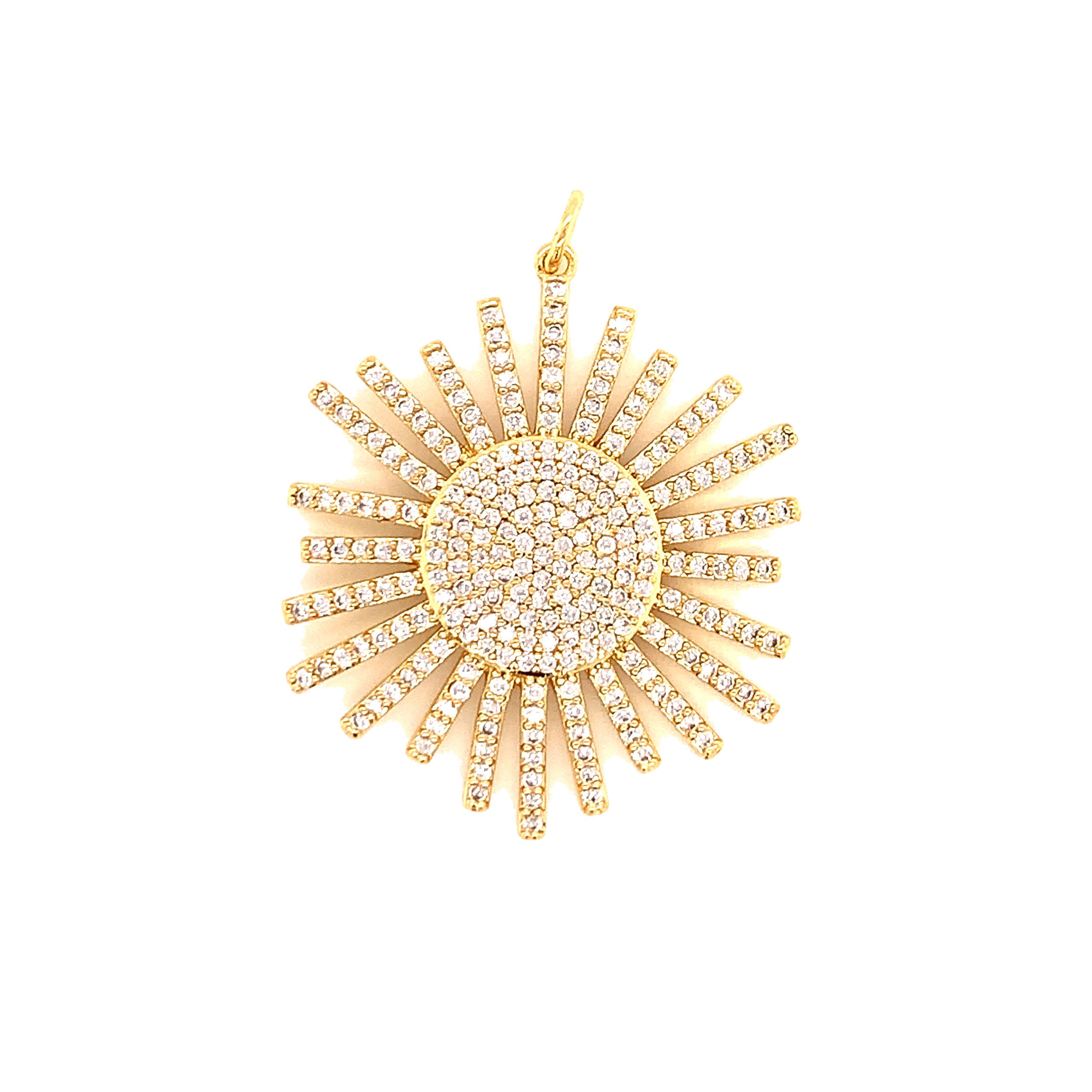 CZ Sunburst Pendant - Gold Plated