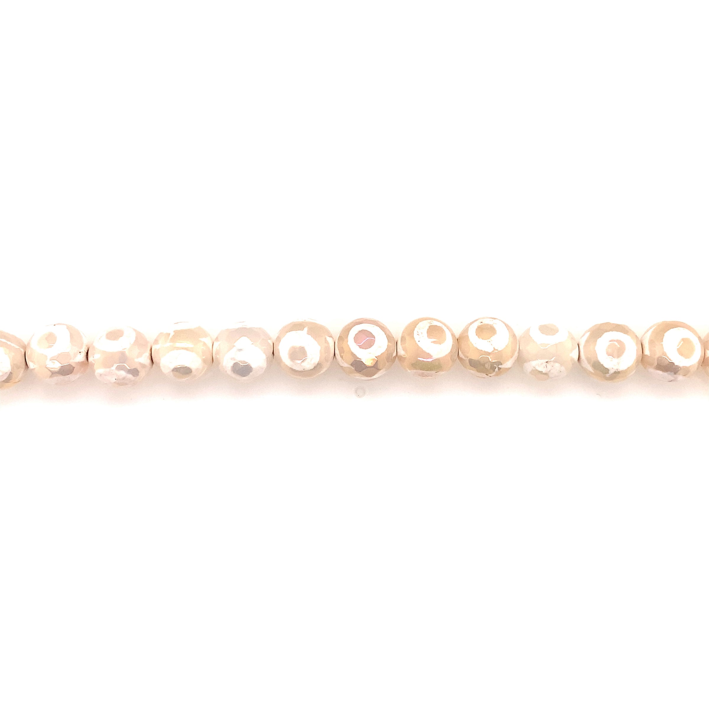 10mm Plated White Spot Tibetan Agate - Faceted
