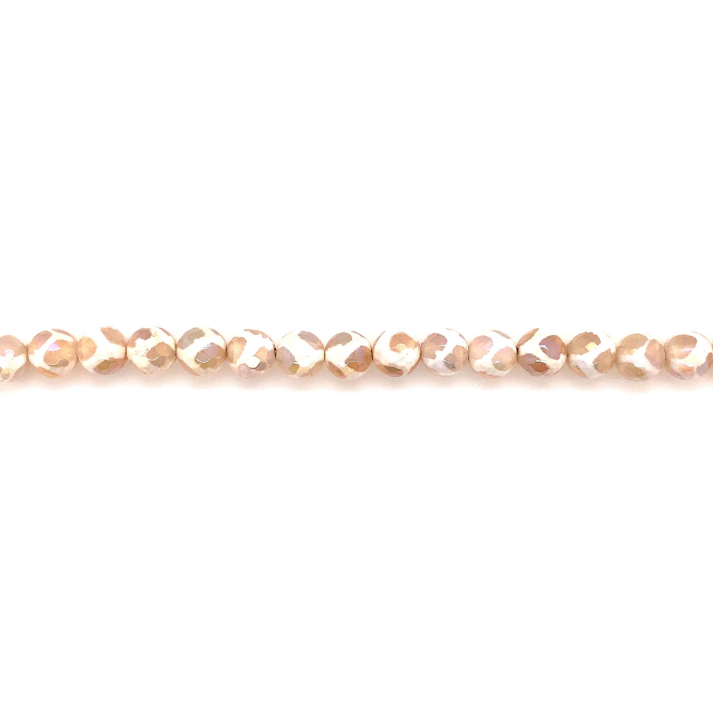 8mm Plated White Tibetan Agate - Faceted