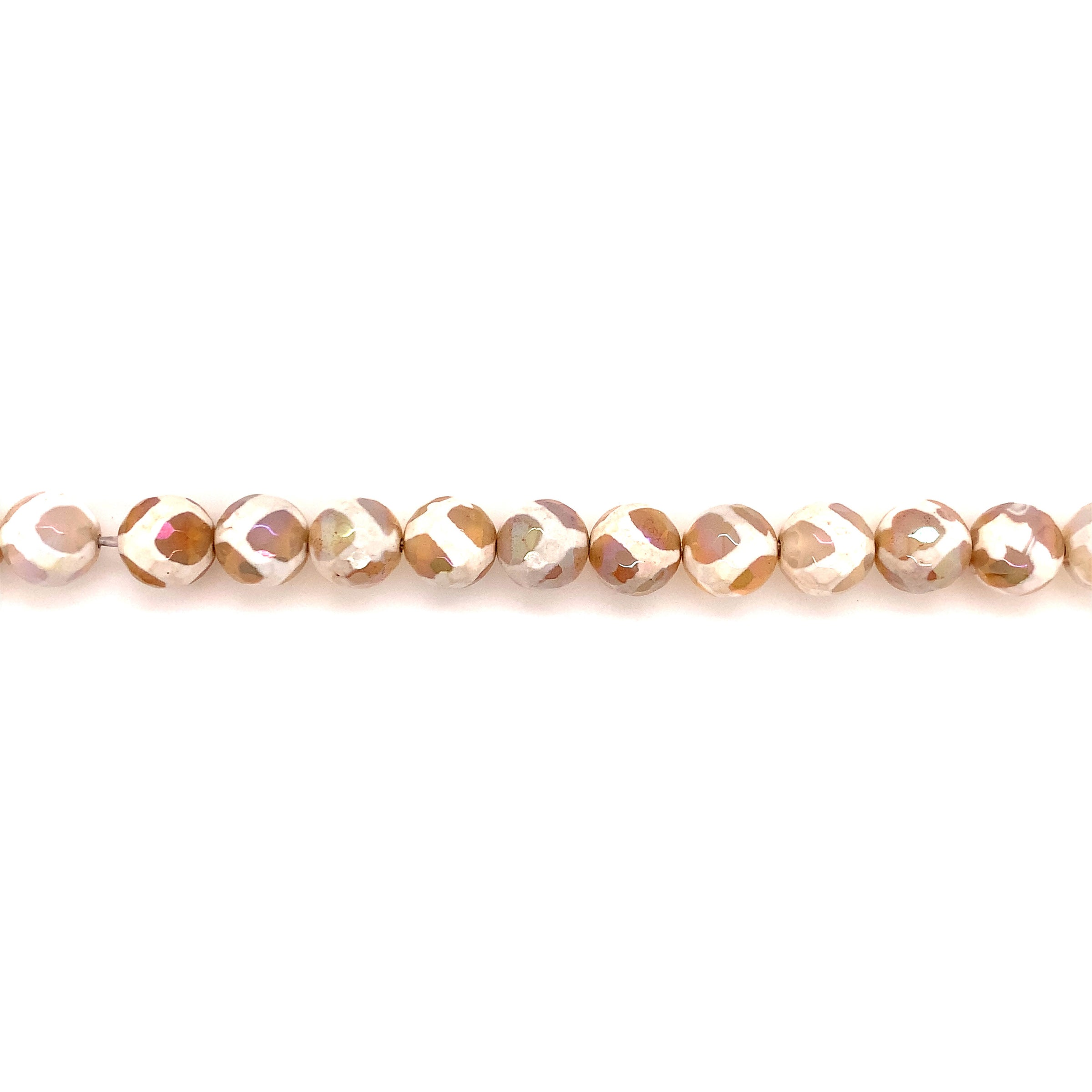 10mm Plated White Tibetan Agate - Faceted